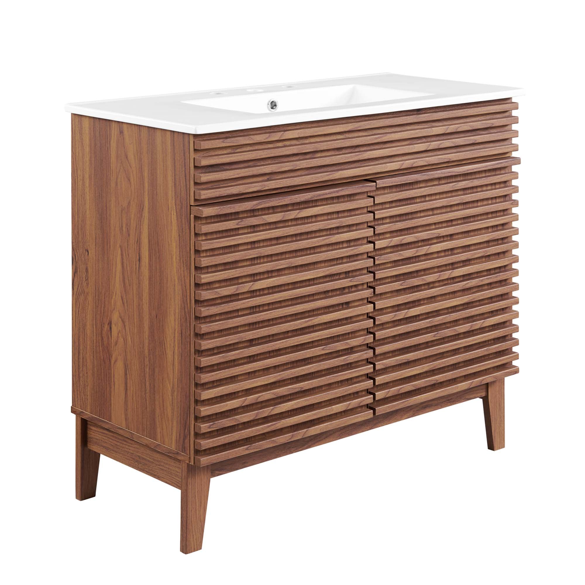 Render 36" Bathroom Vanity, Walnut White