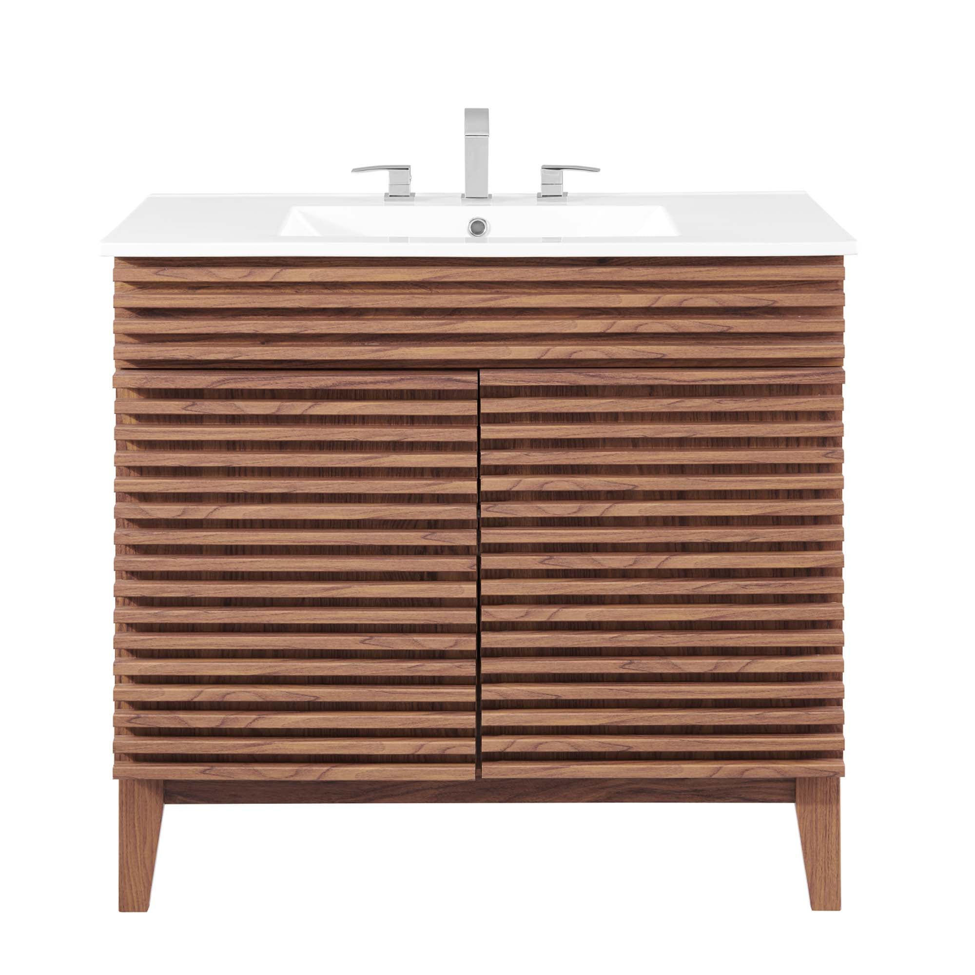 Render 36" Bathroom Vanity, Walnut White