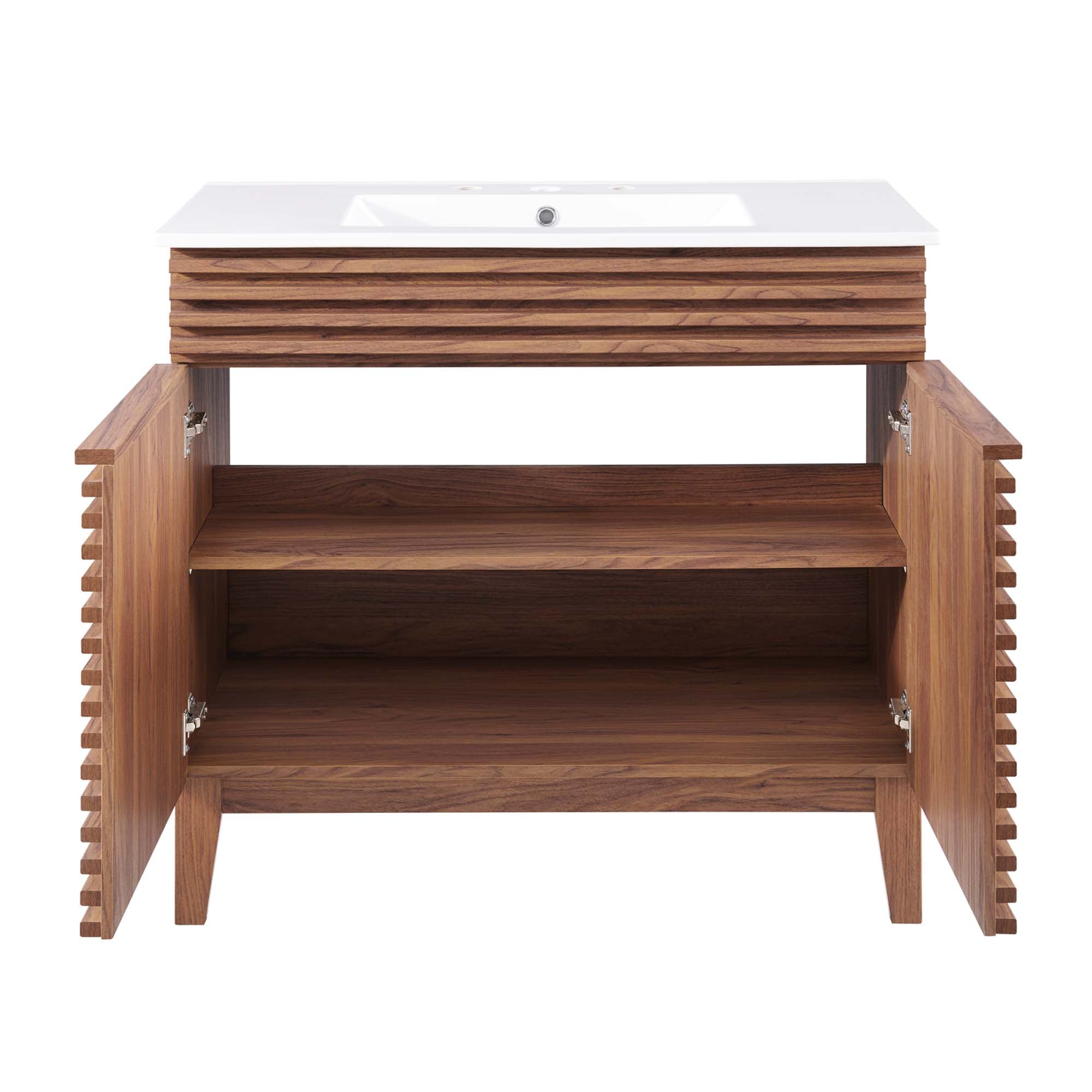 Render 36" Bathroom Vanity, Walnut White