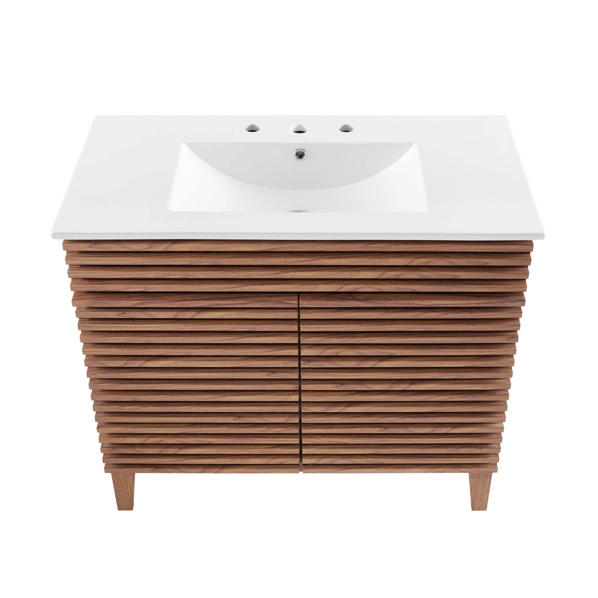 Render 36" Bathroom Vanity, Walnut White