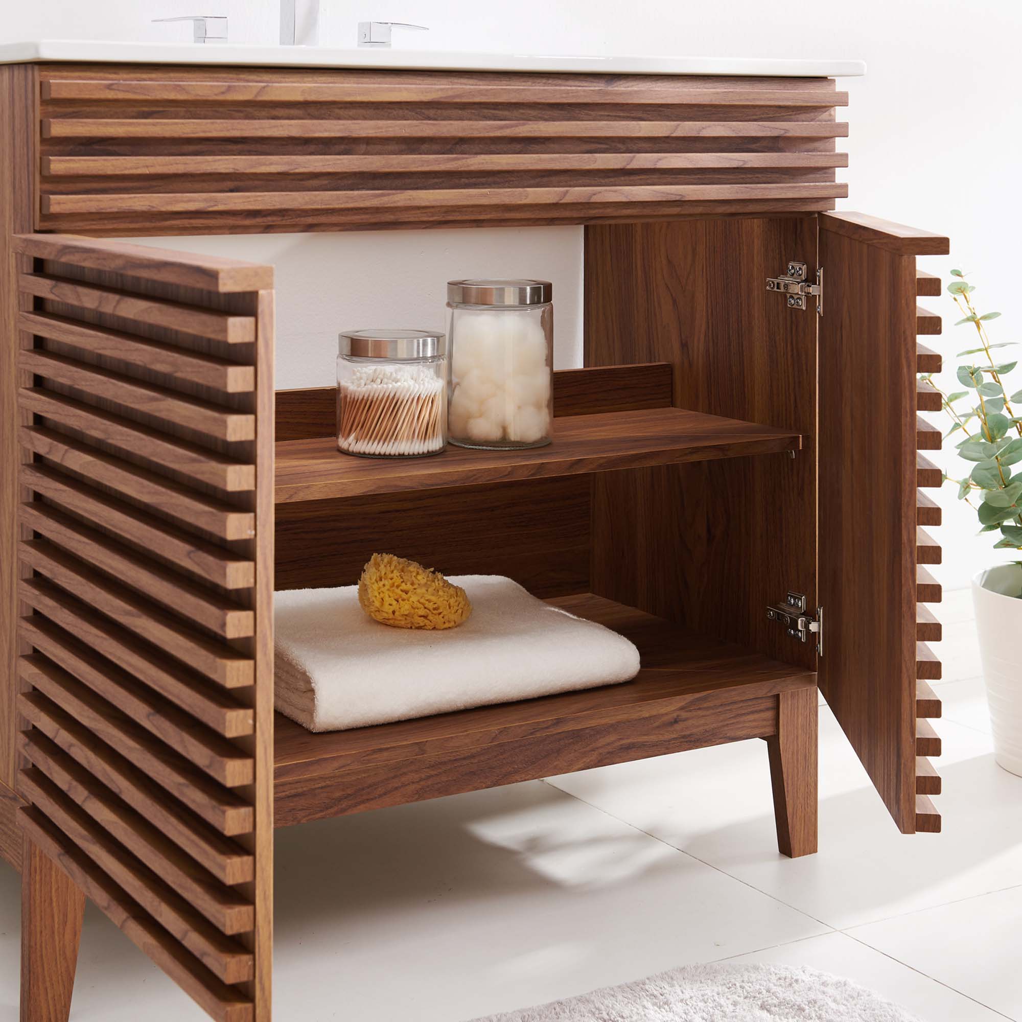 Render 36" Bathroom Vanity, Walnut White