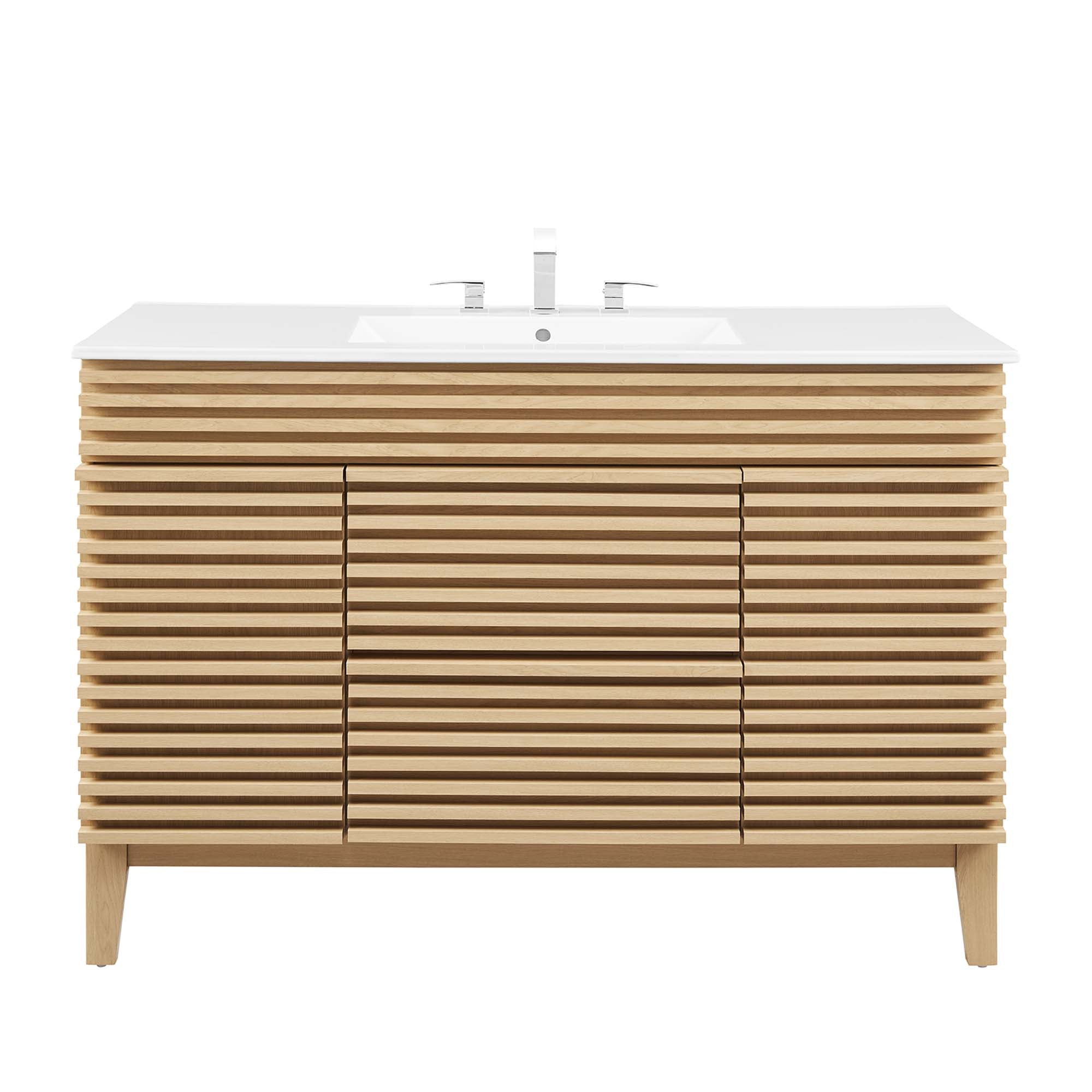 Render 48" Single Sink Bathroom Vanity, Oak White