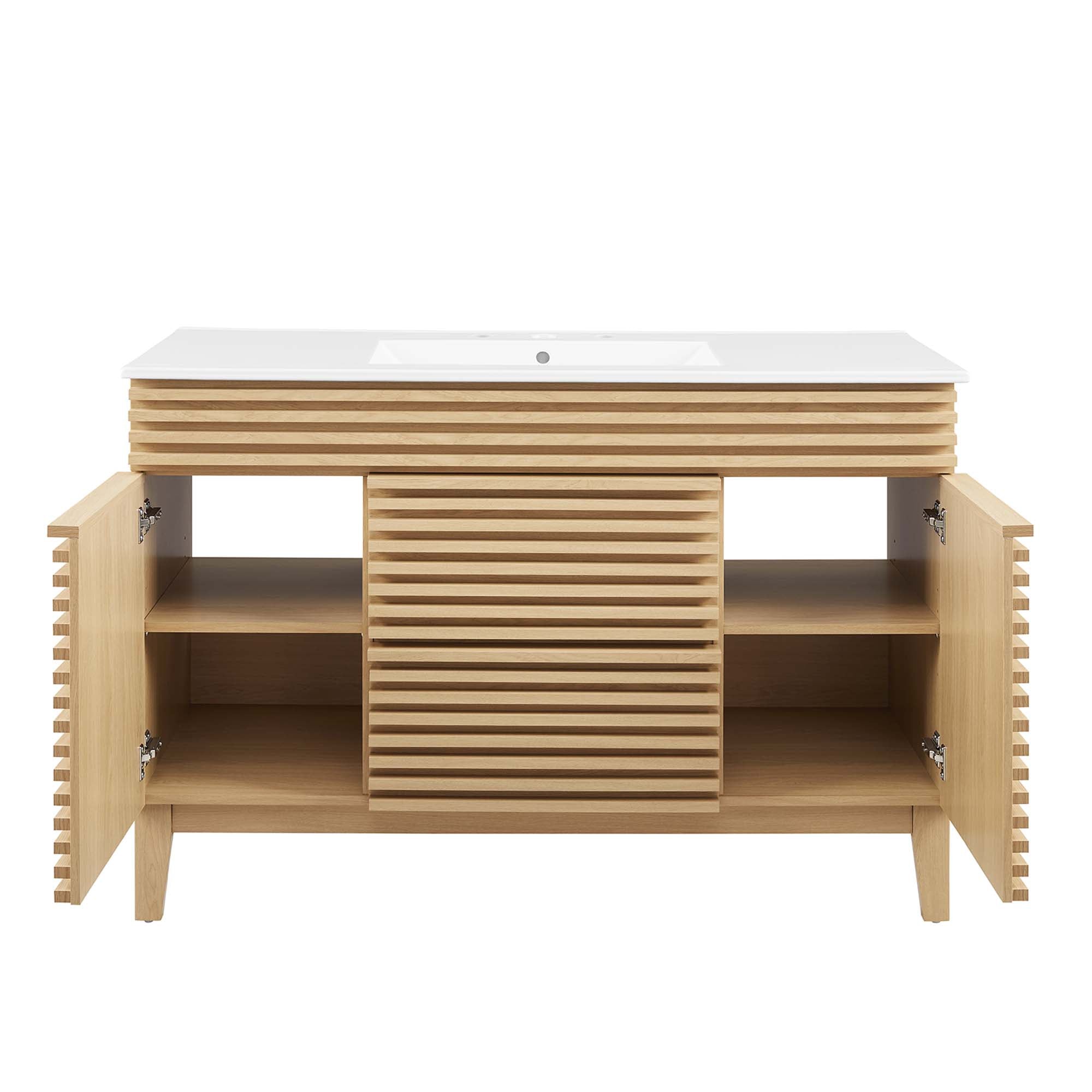 Render 48" Single Sink Bathroom Vanity, Oak White