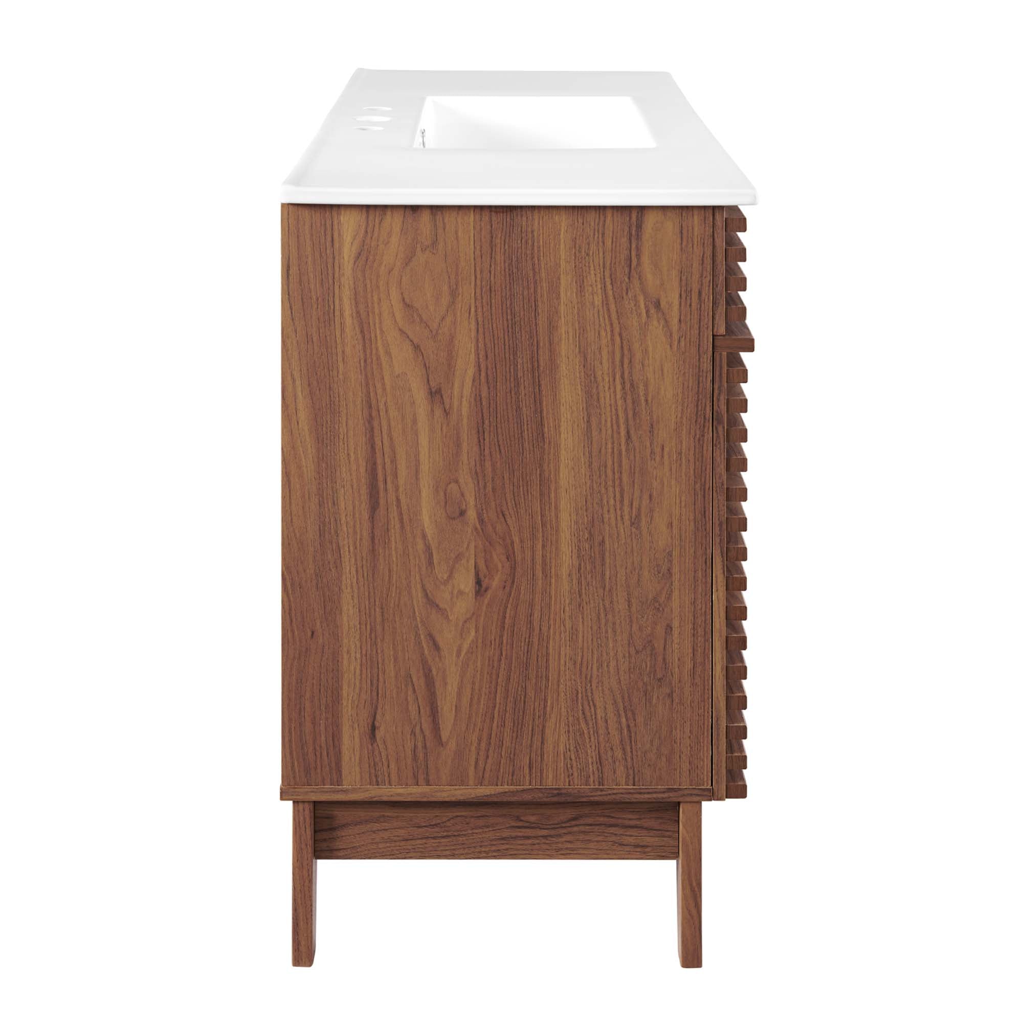 Render 48" Single Sink Bathroom Vanity, Walnut White