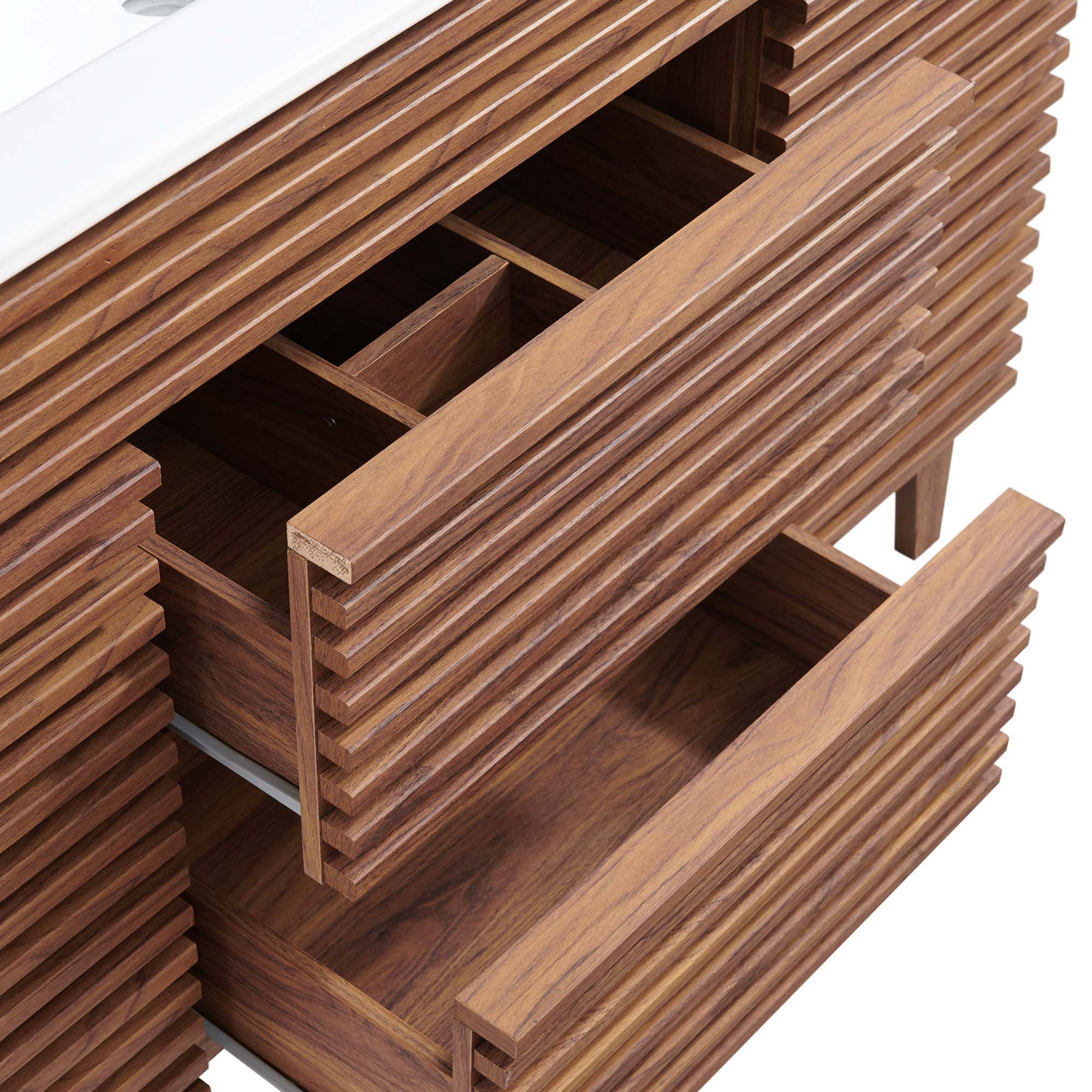 Render 48" Single Sink Bathroom Vanity, Walnut White