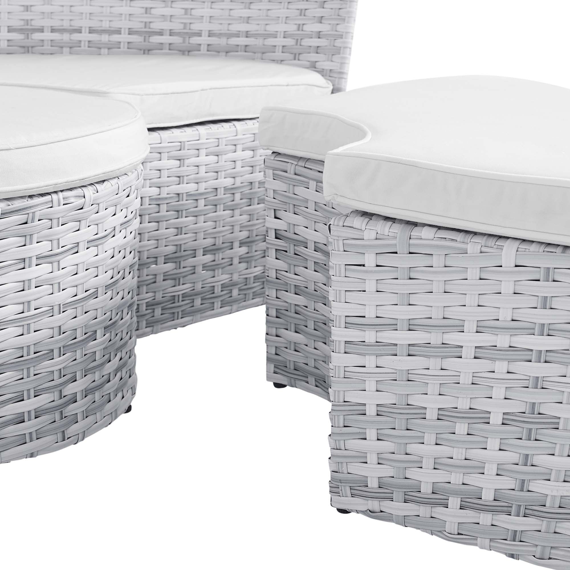 Emanate Full Size Outdoor Canopy Daybed Light Grey Powder-Coated Aluminum Frame