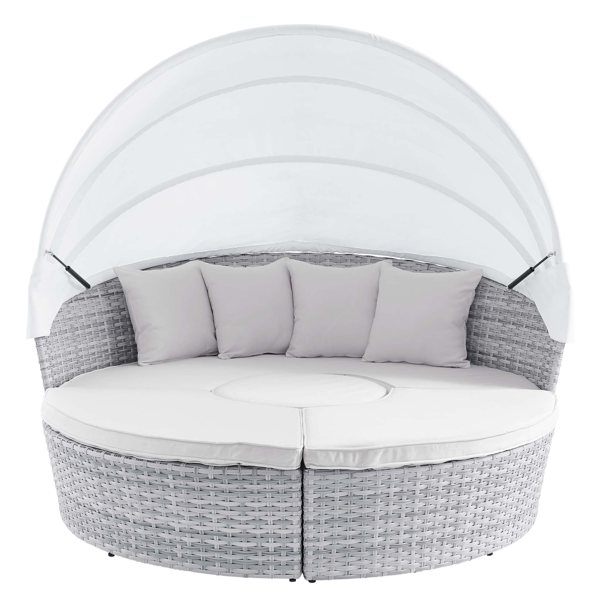 Emanate Full Size Outdoor Canopy Daybed – Light Grey Powder-Coated Aluminum Frame