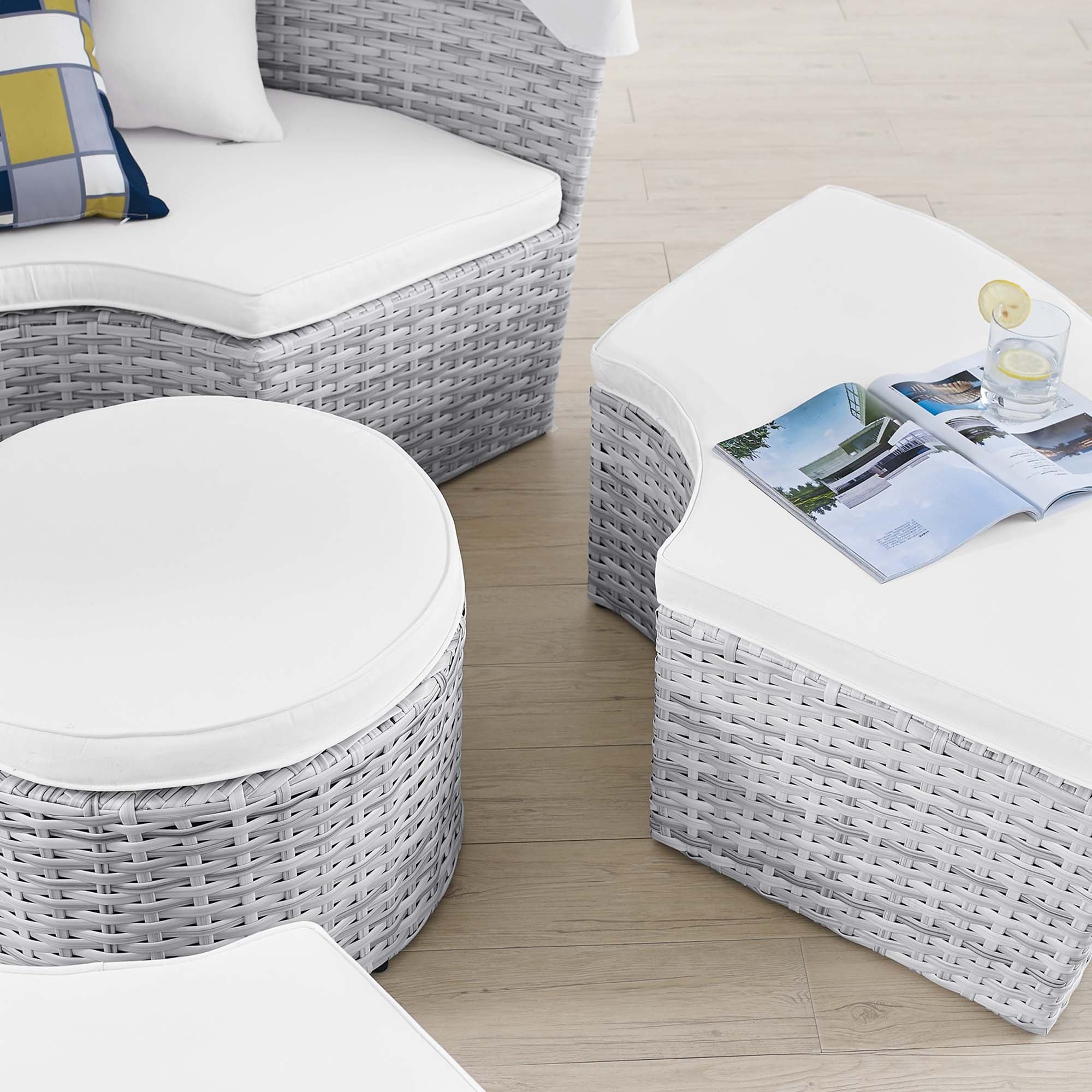 Emanate Full Size Outdoor Canopy Daybed Light Grey Powder-Coated Aluminum Frame