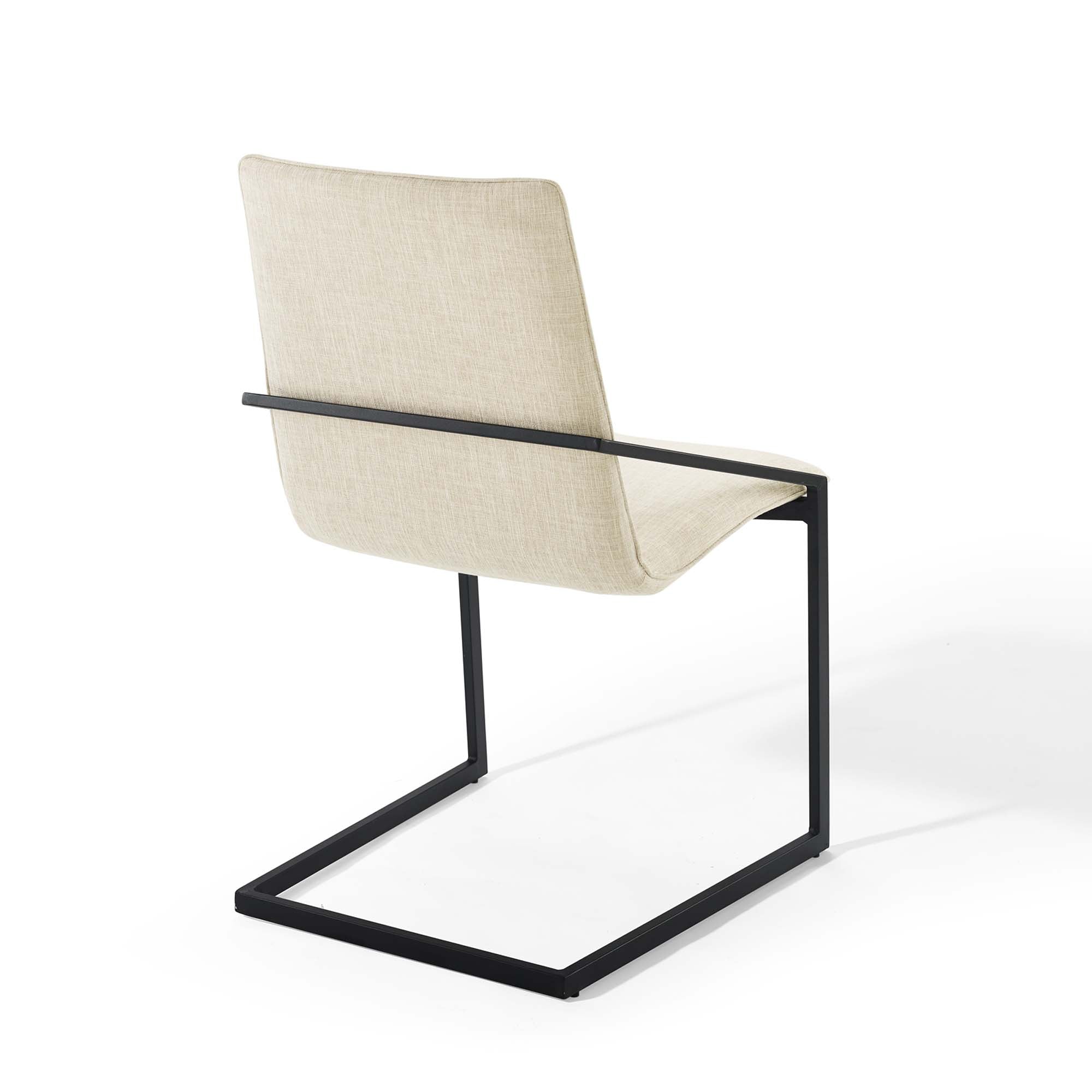 Pitch Upholstered Fabric Dining Armchair Set of 2, Black Beige