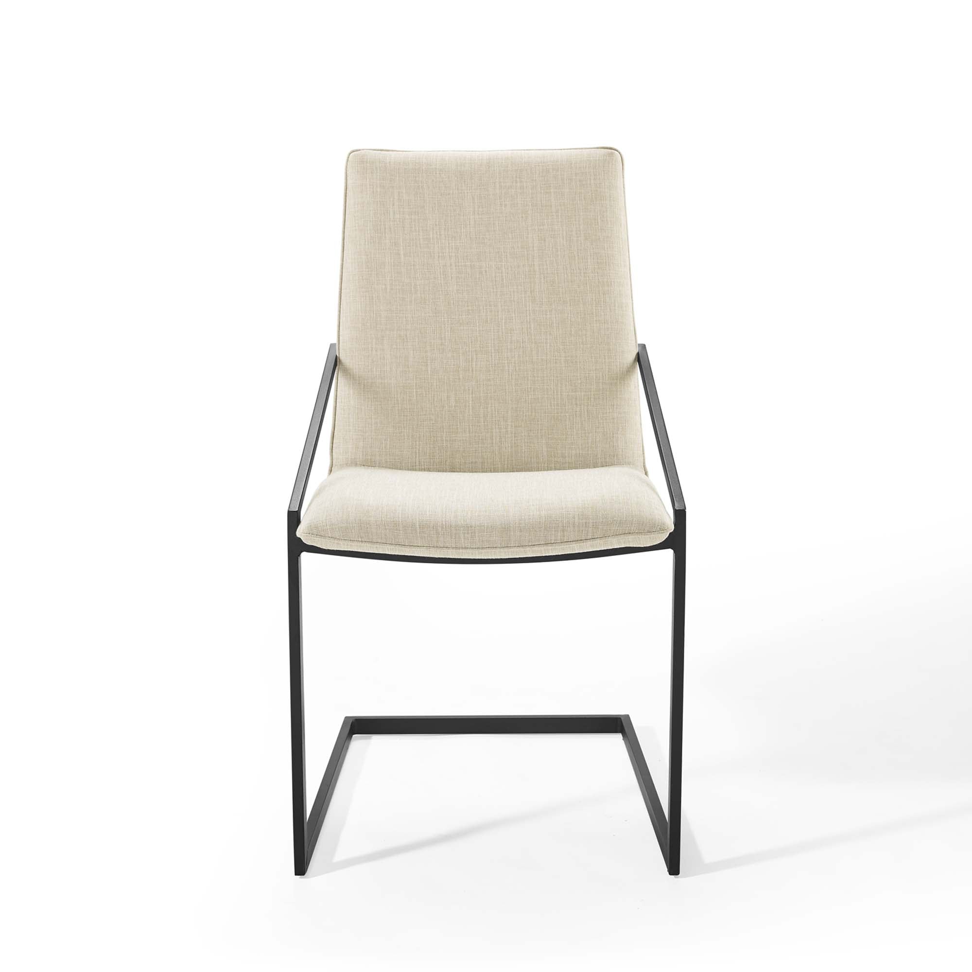 Pitch Upholstered Fabric Dining Armchair Set of 2, Black Beige