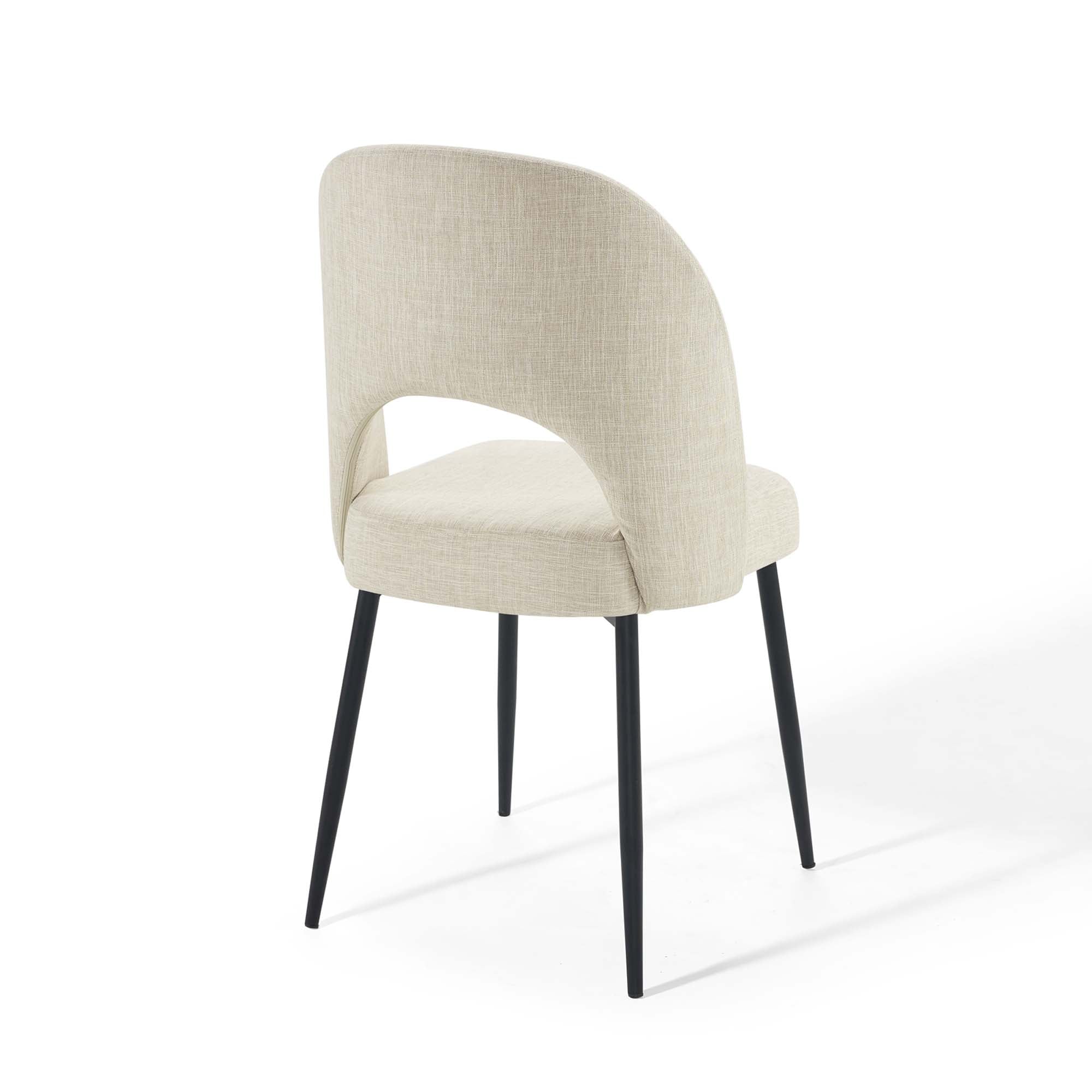 Rouse Upholstered Fabric Dining Side Chair Set of 2, Black Beige