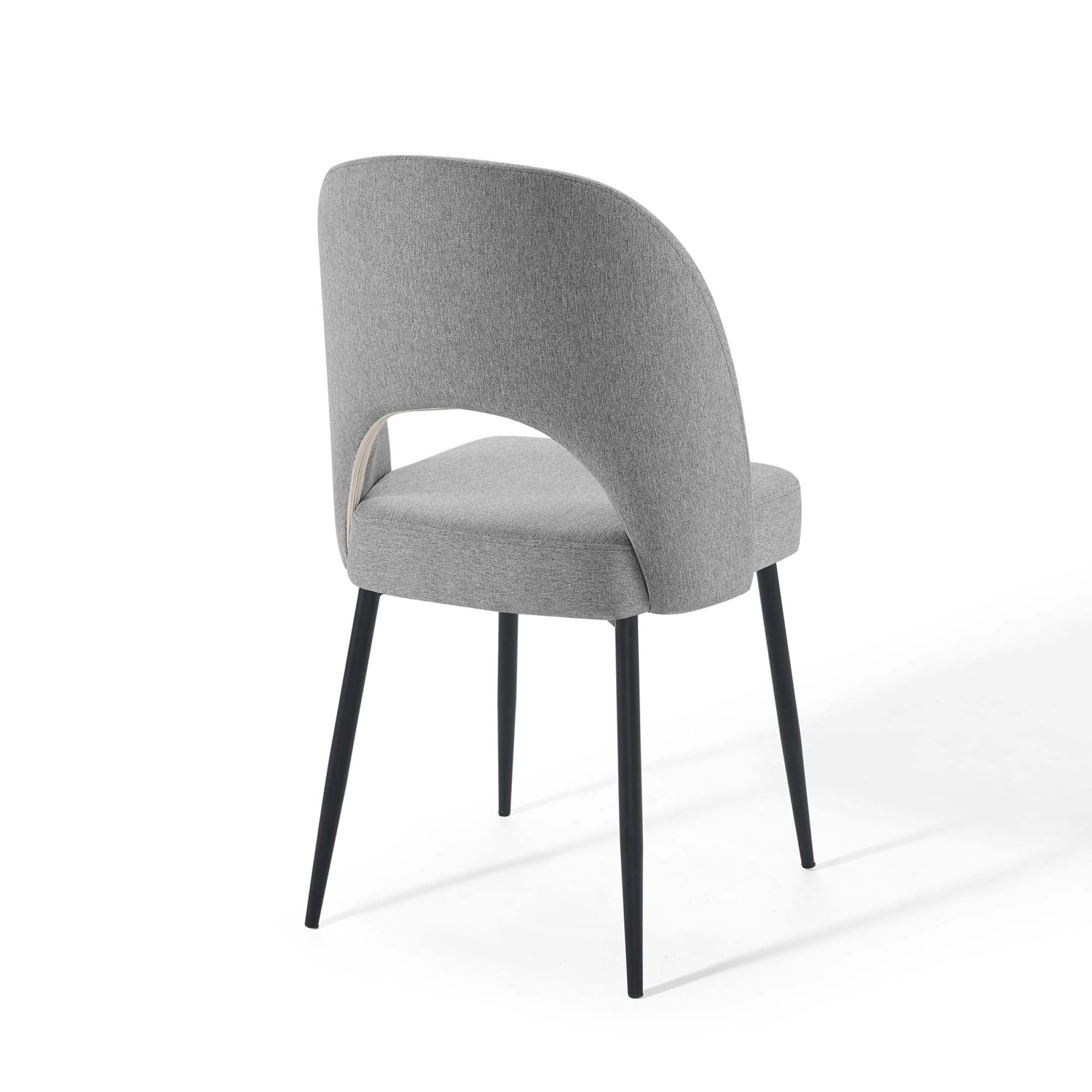Rouse Upholstered Fabric Dining Side Chair Set of 2, Black Light Gray