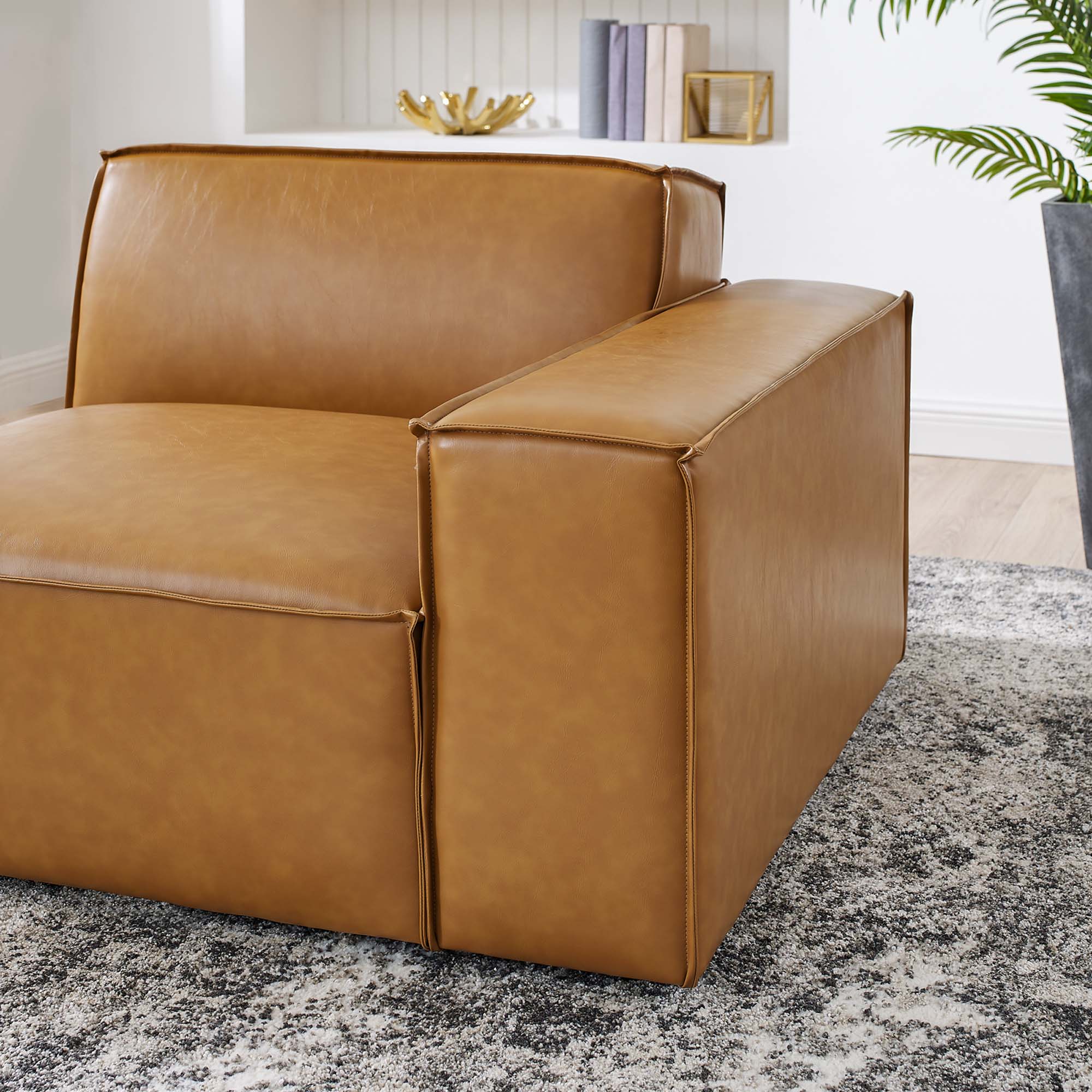 Restore Right-Arm Vegan Leather Sectional Sofa Chair, Tan