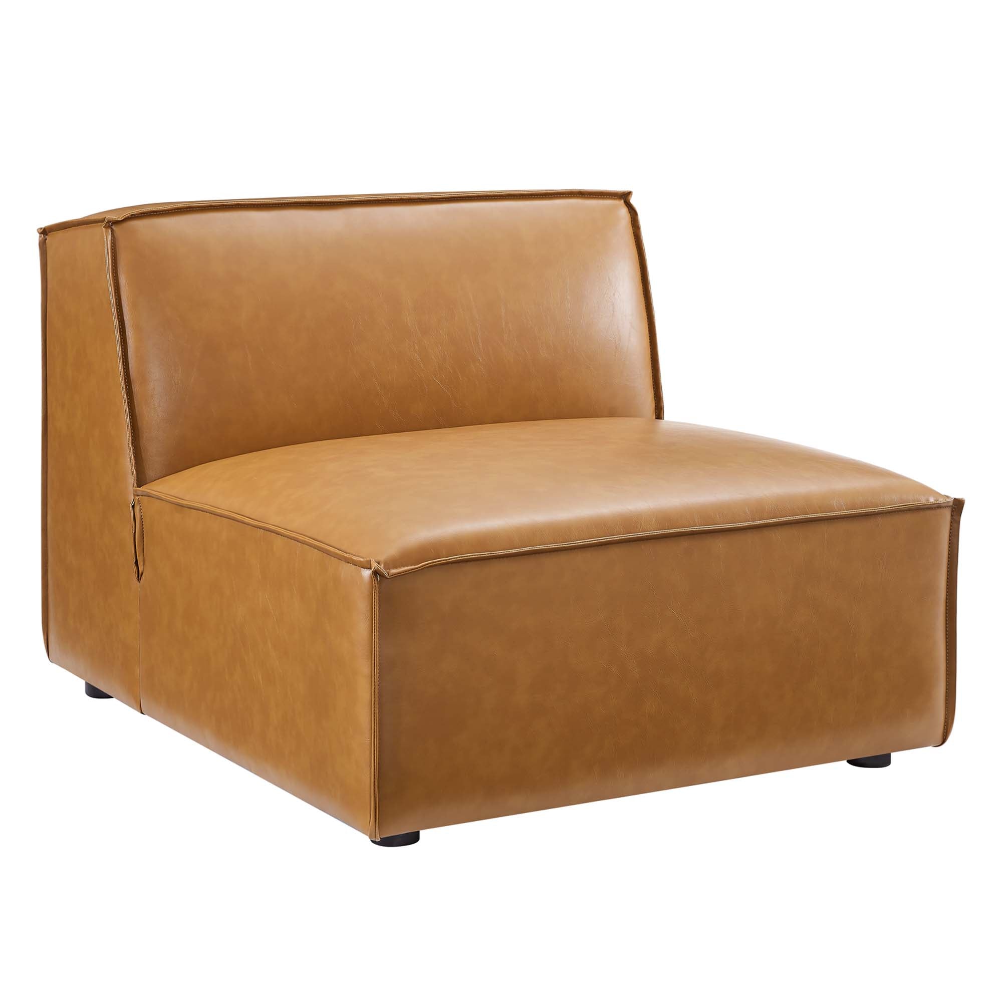 Restore Vegan Leather Sectional Sofa Armless Chair, Tan