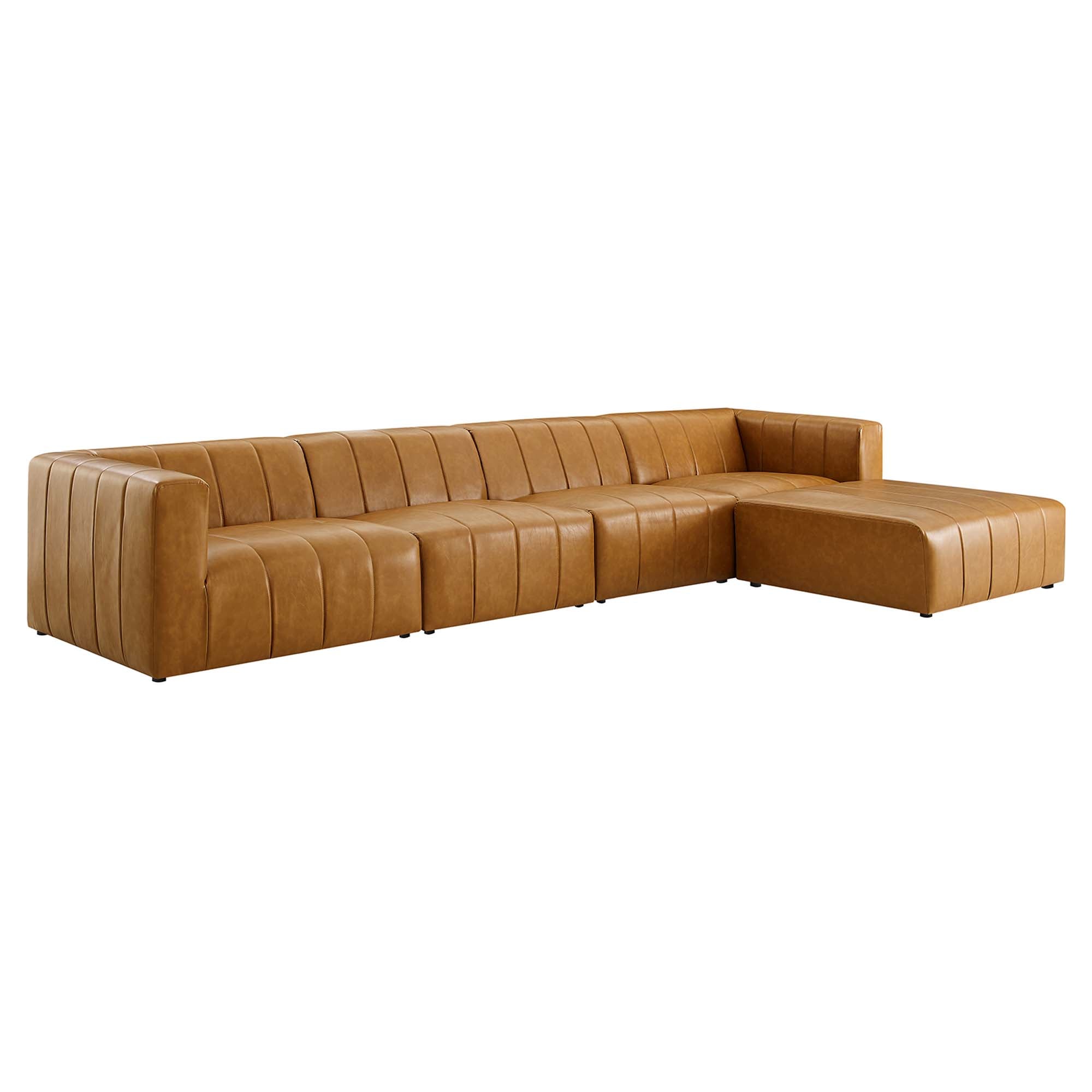 Bartlett 5-Piece Vegan Leather Sectional Sofa, Tan