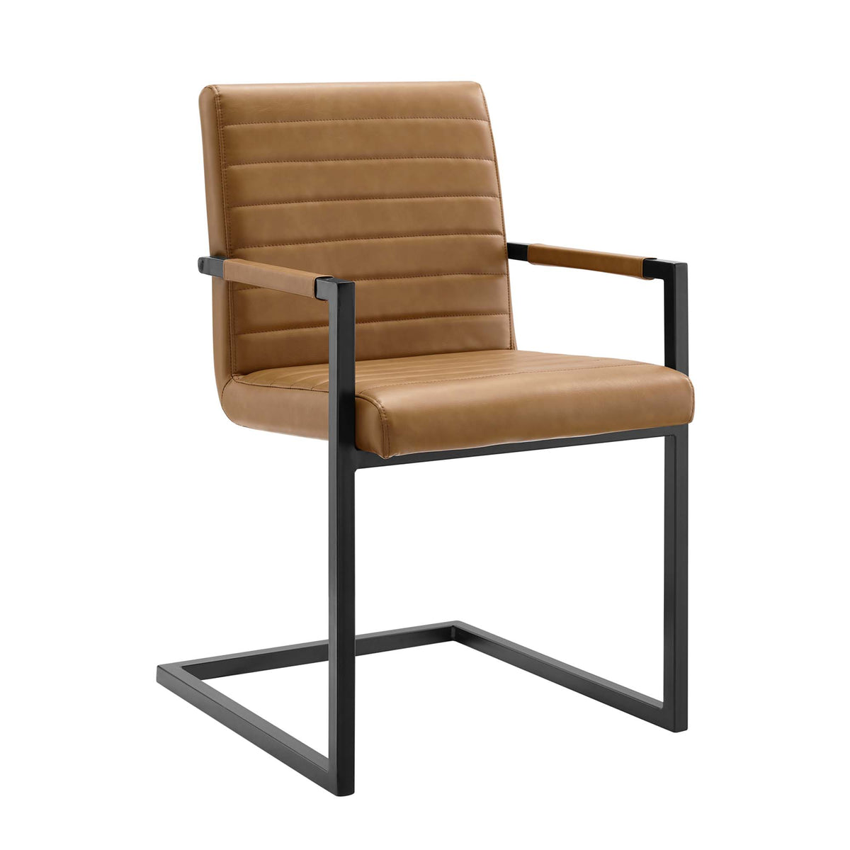 Savoy Vegan Leather Dining Chairs Set of 2, Tan