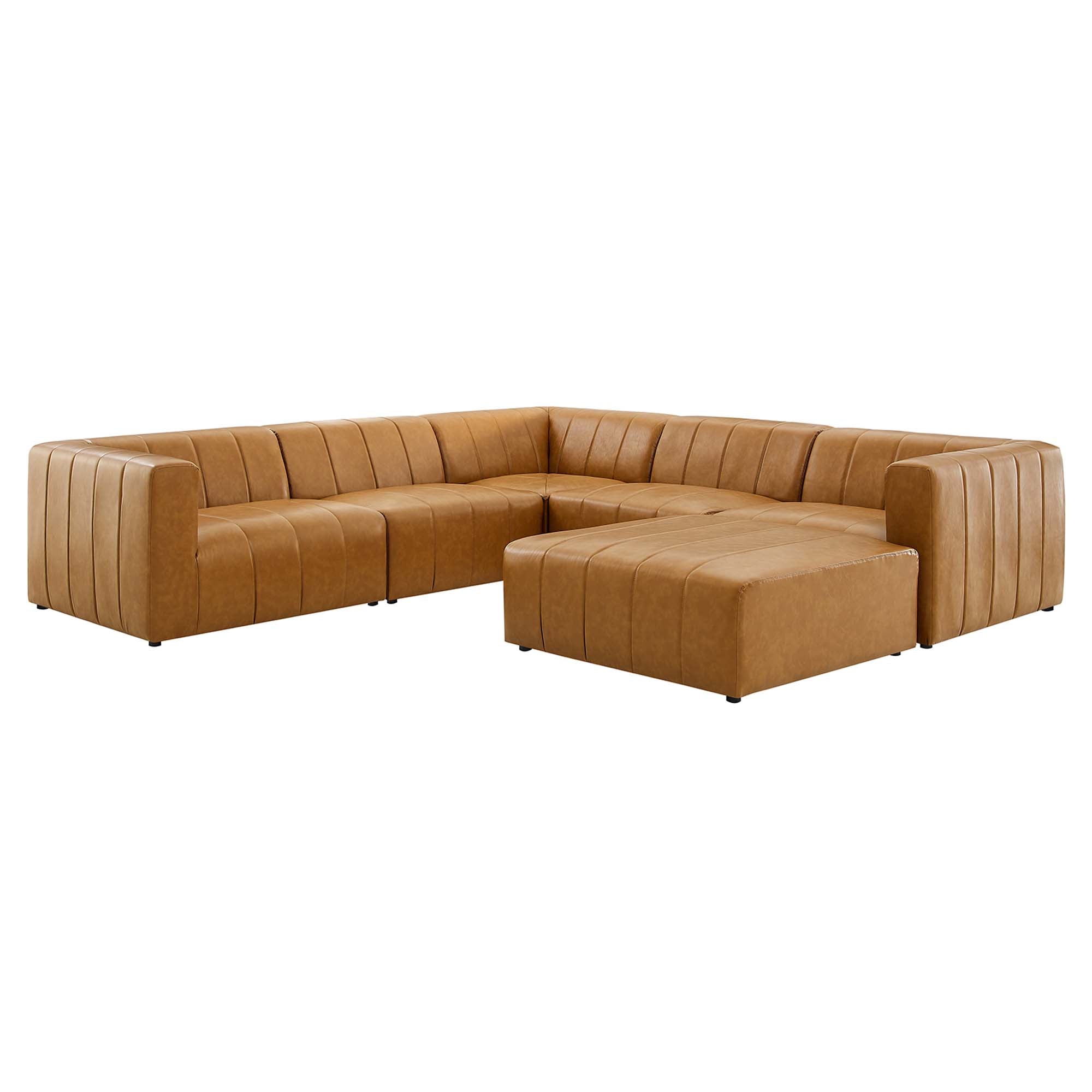 Bartlett 6-Piece Vegan Leather Sectional Sofa, Tan