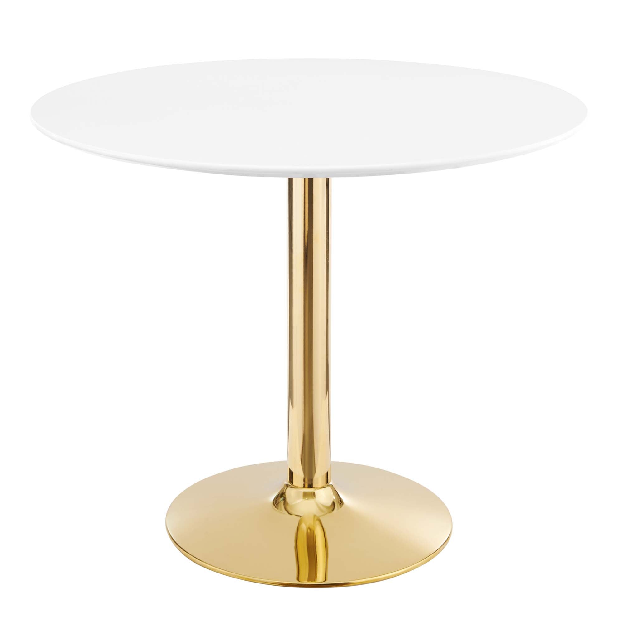 Verne 35" Dining Table, Gold White