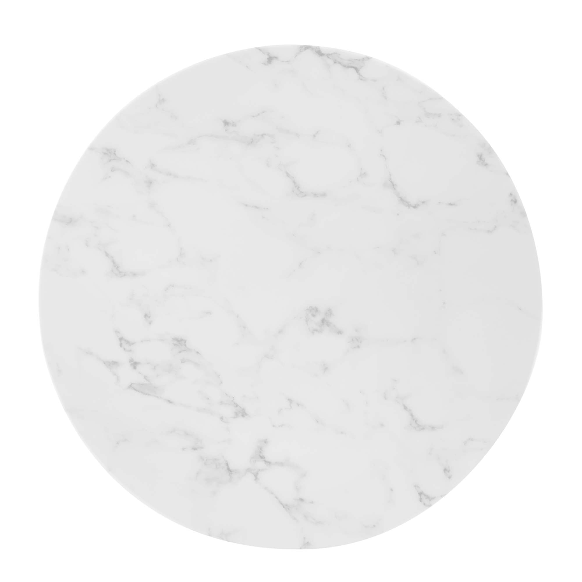 Verne 28" Artificial Marble Dining Table, Gold White