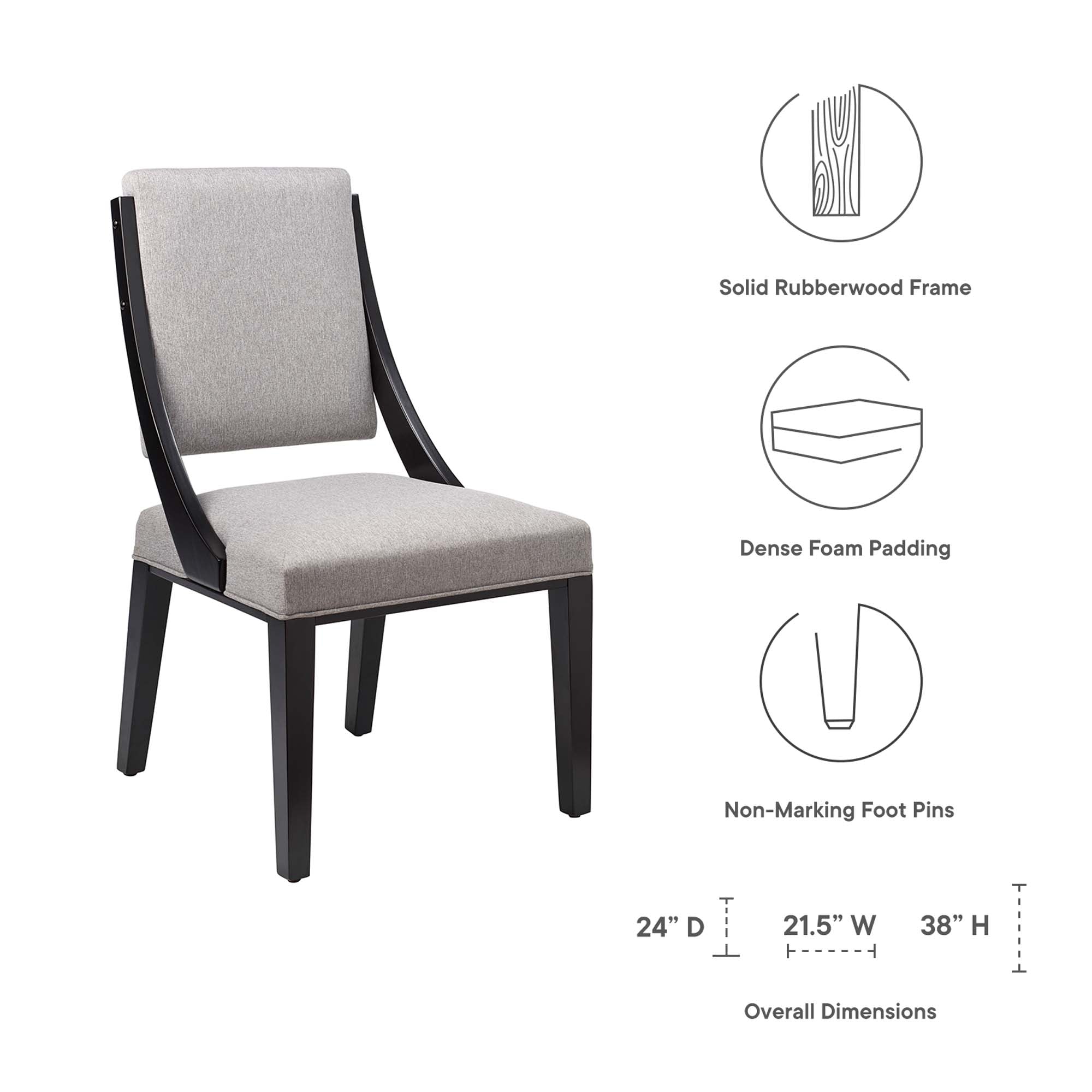 Cambridge Upholstered Fabric Dining Chairs Set of 2, Light Gray