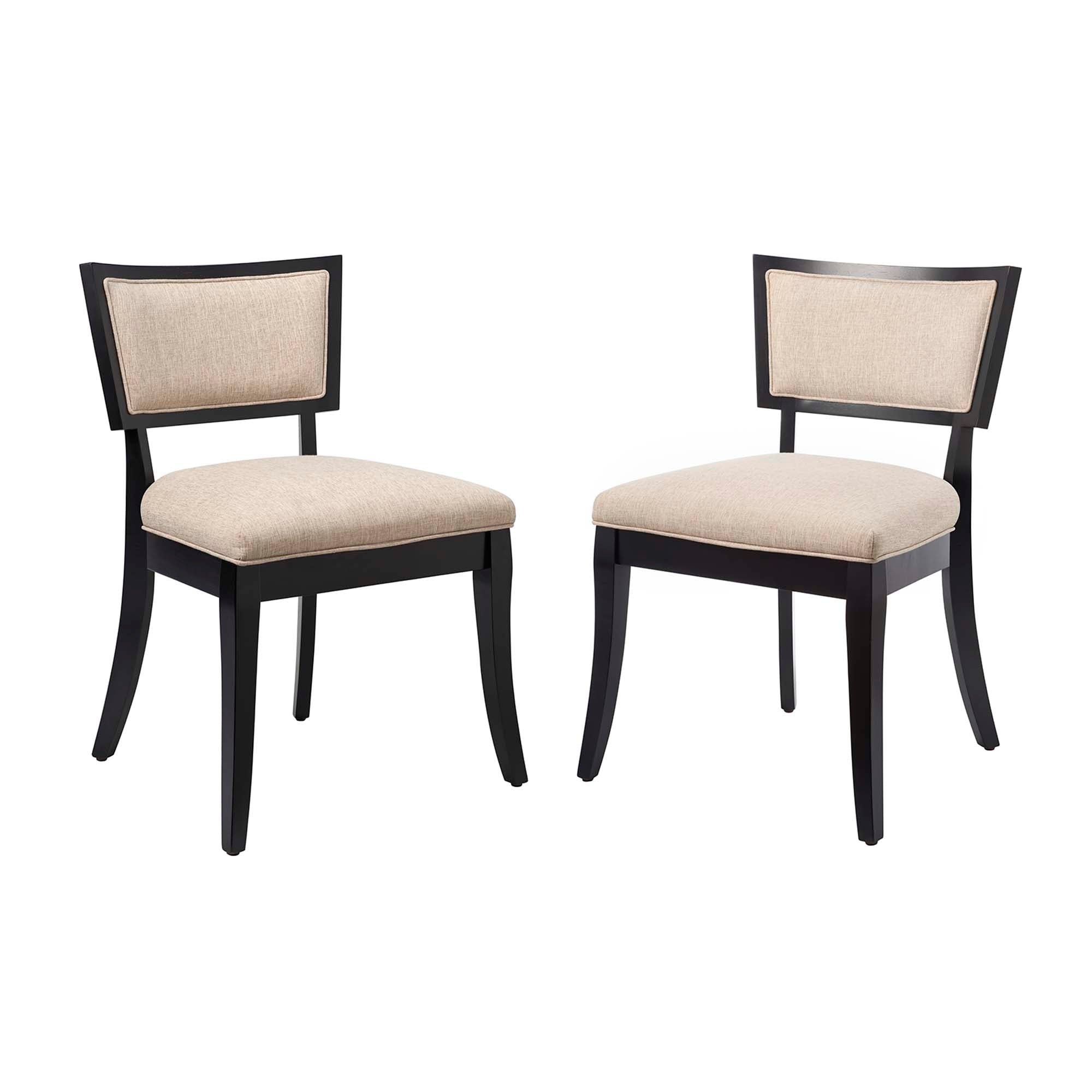 Pristine Upholstered Fabric Dining Chairs Set of 2, Beige