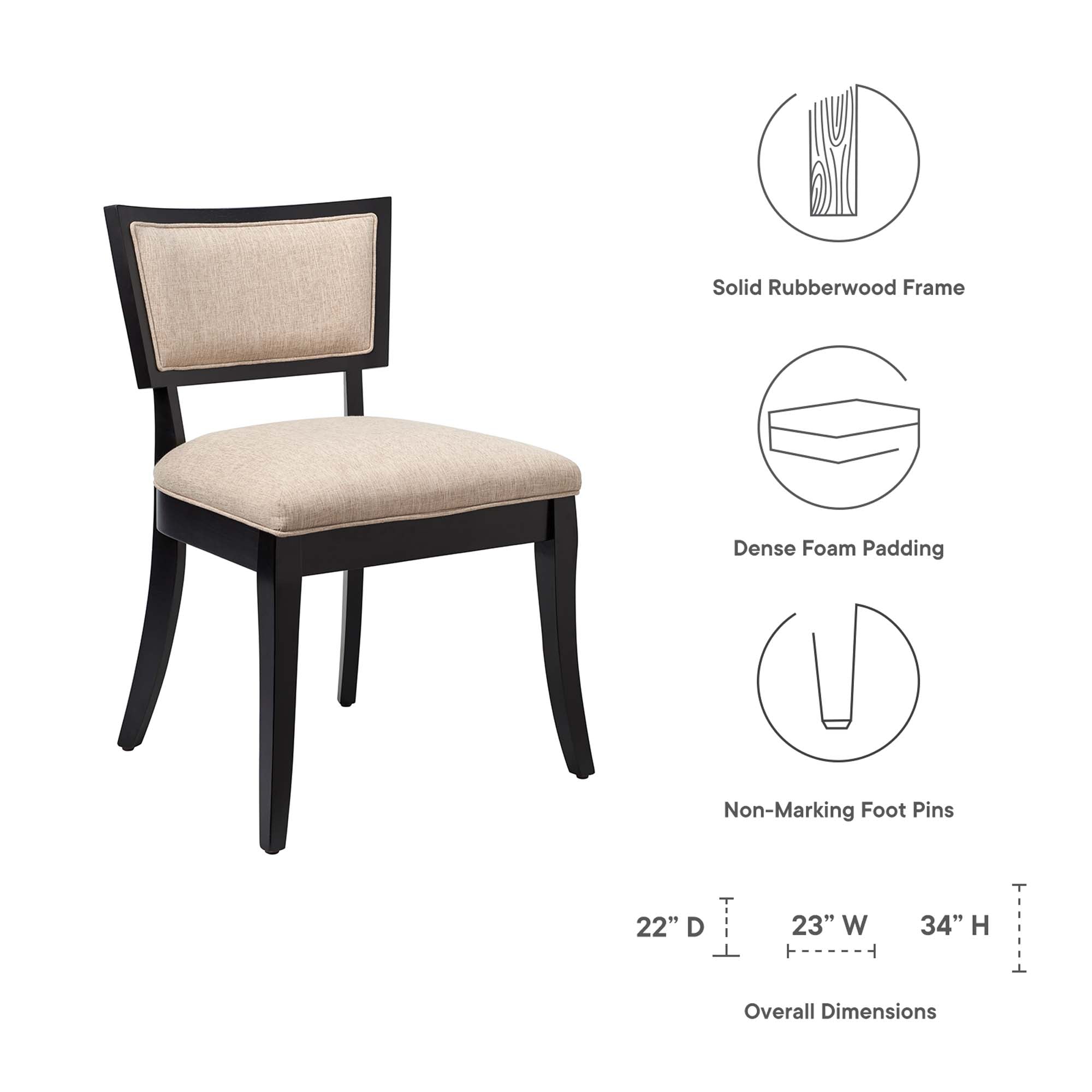 Pristine Upholstered Fabric Dining Chairs Set of 2, Beige