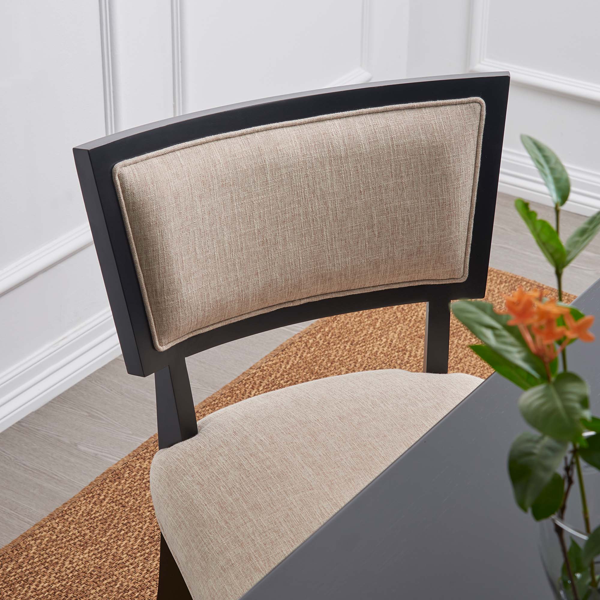 Pristine Upholstered Fabric Dining Chairs Set of 2, Beige
