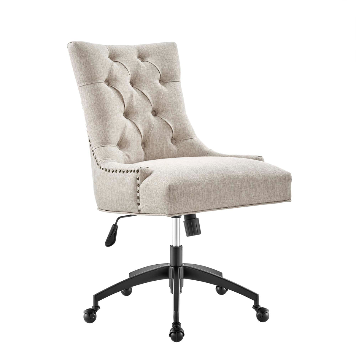Regent Tufted Fabric Office Chair, Black Beige