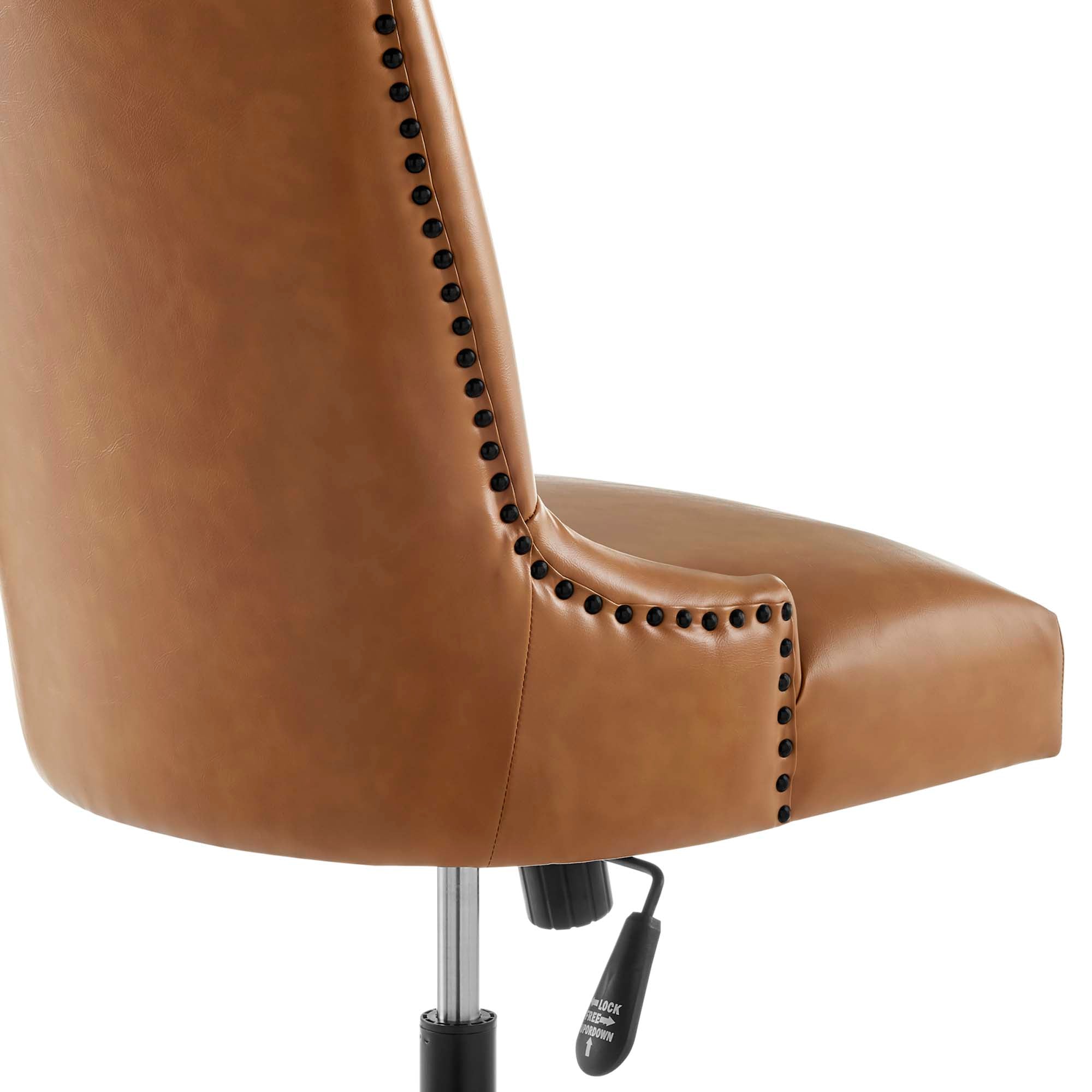 Empower Channel Tufted Vegan Leather Office Chair, Black Tan