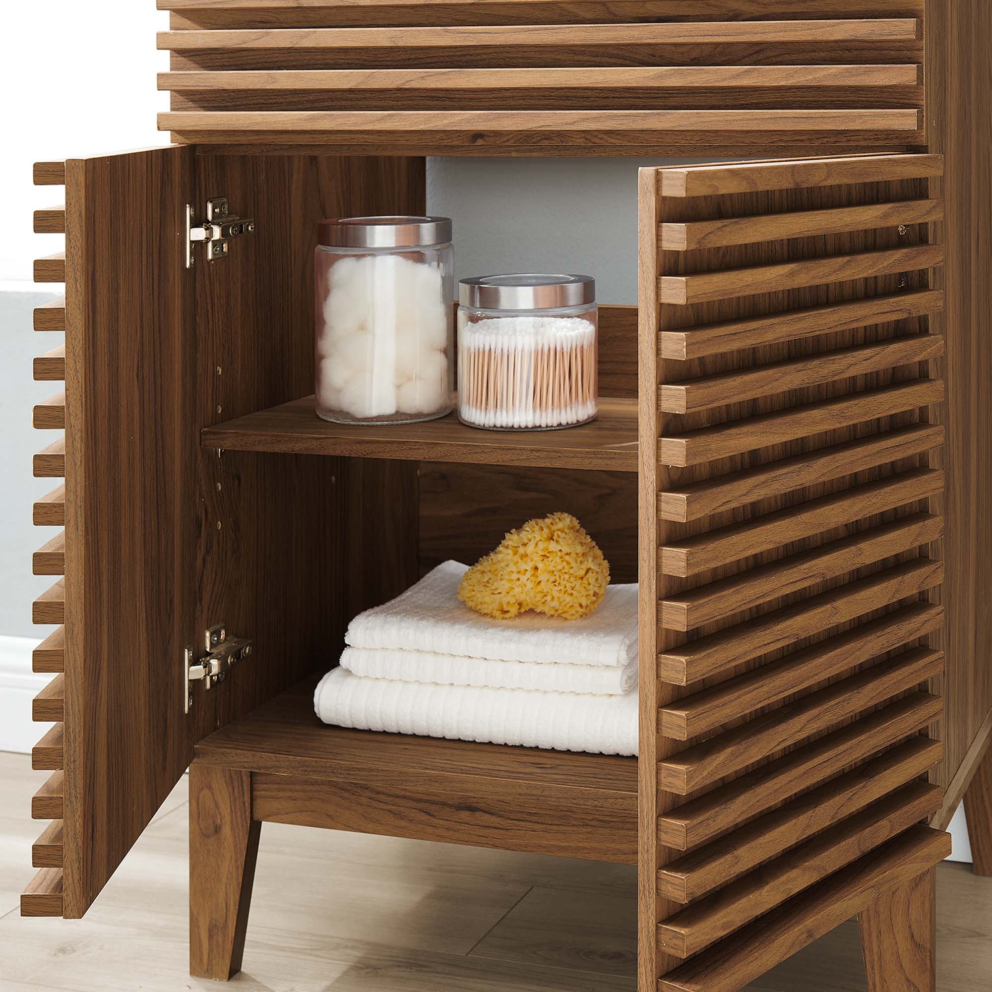 Render 24" Bathroom Vanity Cabinet (Sink Basin Not Included), Walnut