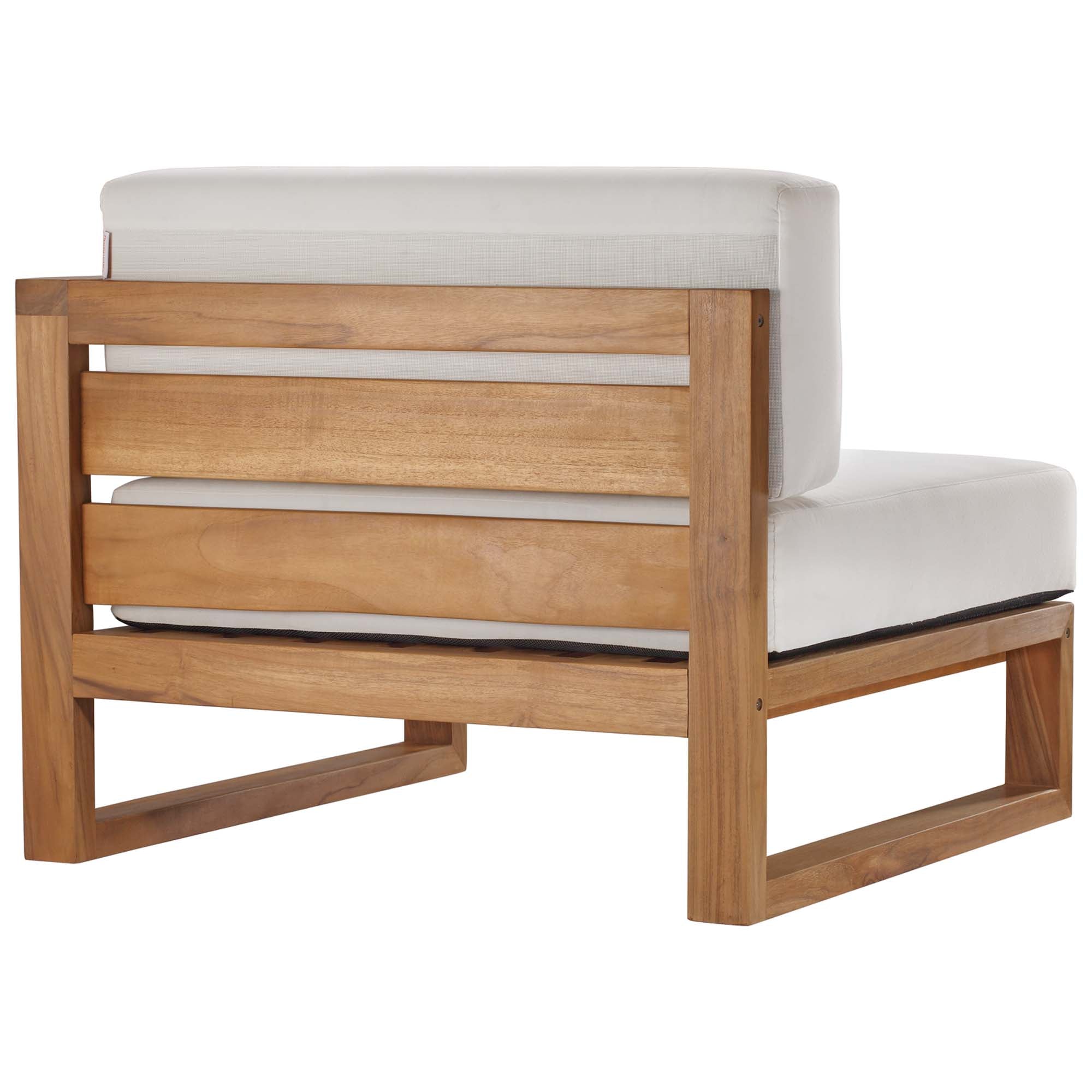 Upland 5-Piece Outdoor Patio Teak Wood Sectional Sofa Set, Natural White