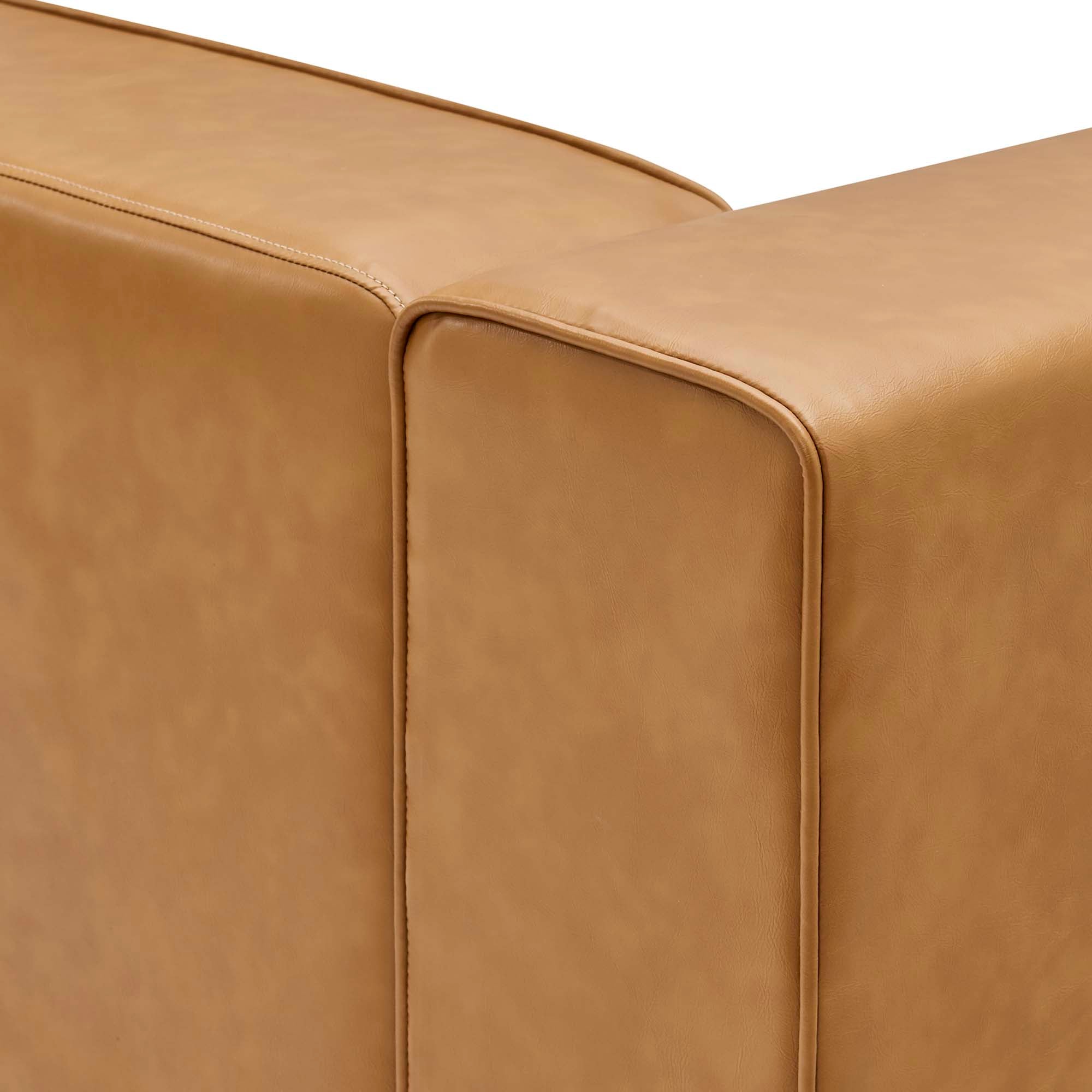 Mingle Vegan Leather Left-Arm Chair, Tan