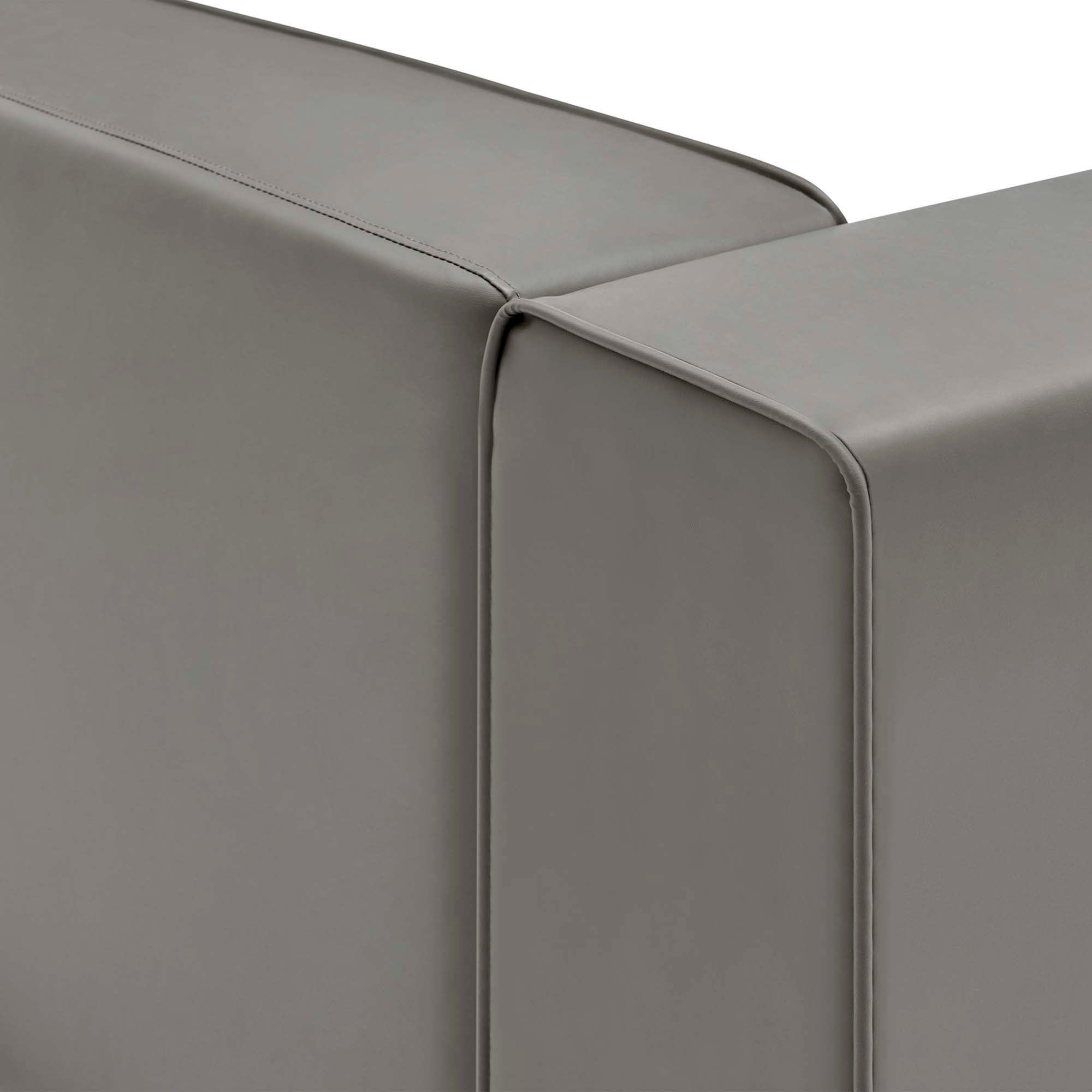 Mingle Vegan Leather Right-Arm Chair, Gray
