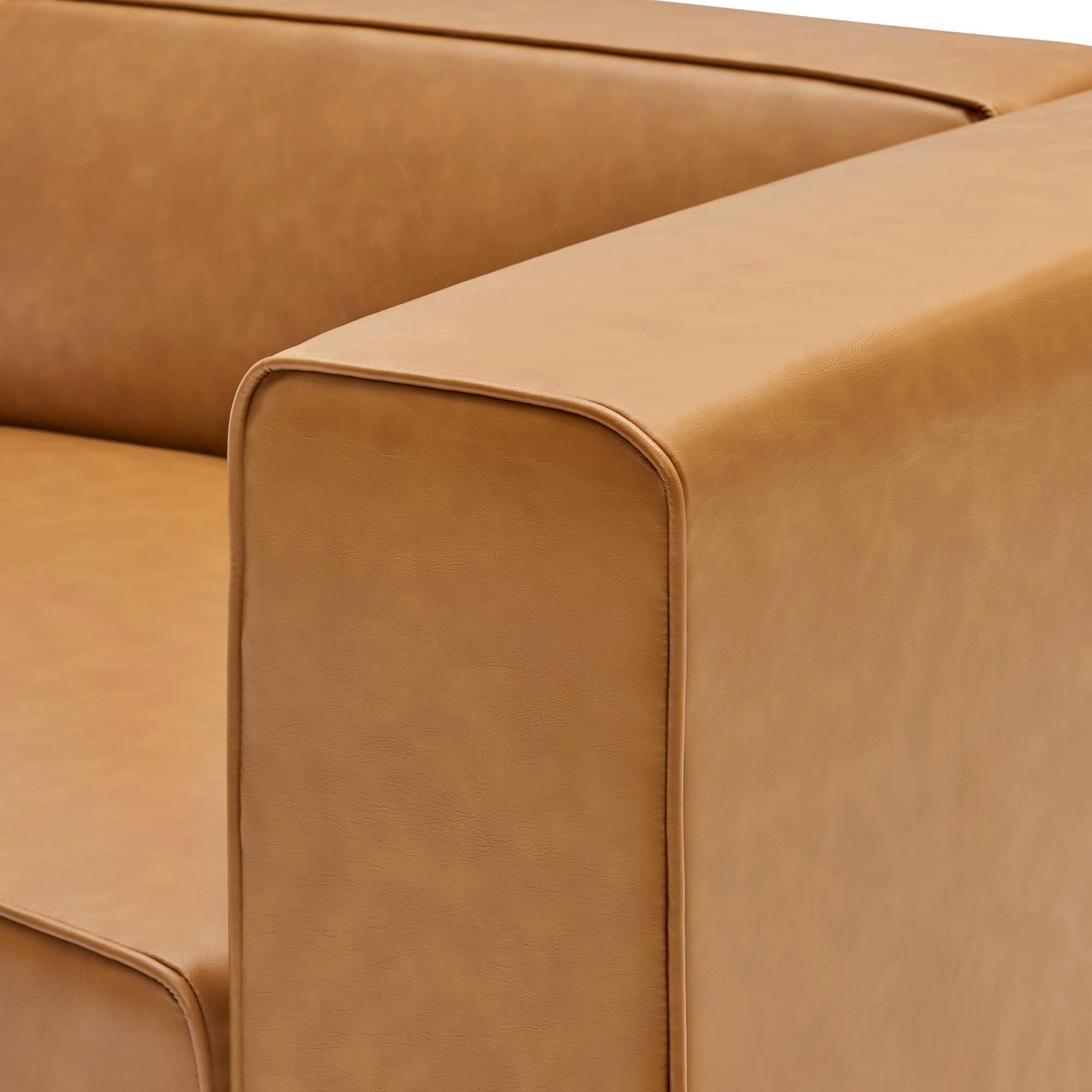 Mingle Vegan Leather Right-Arm Chair, Tan