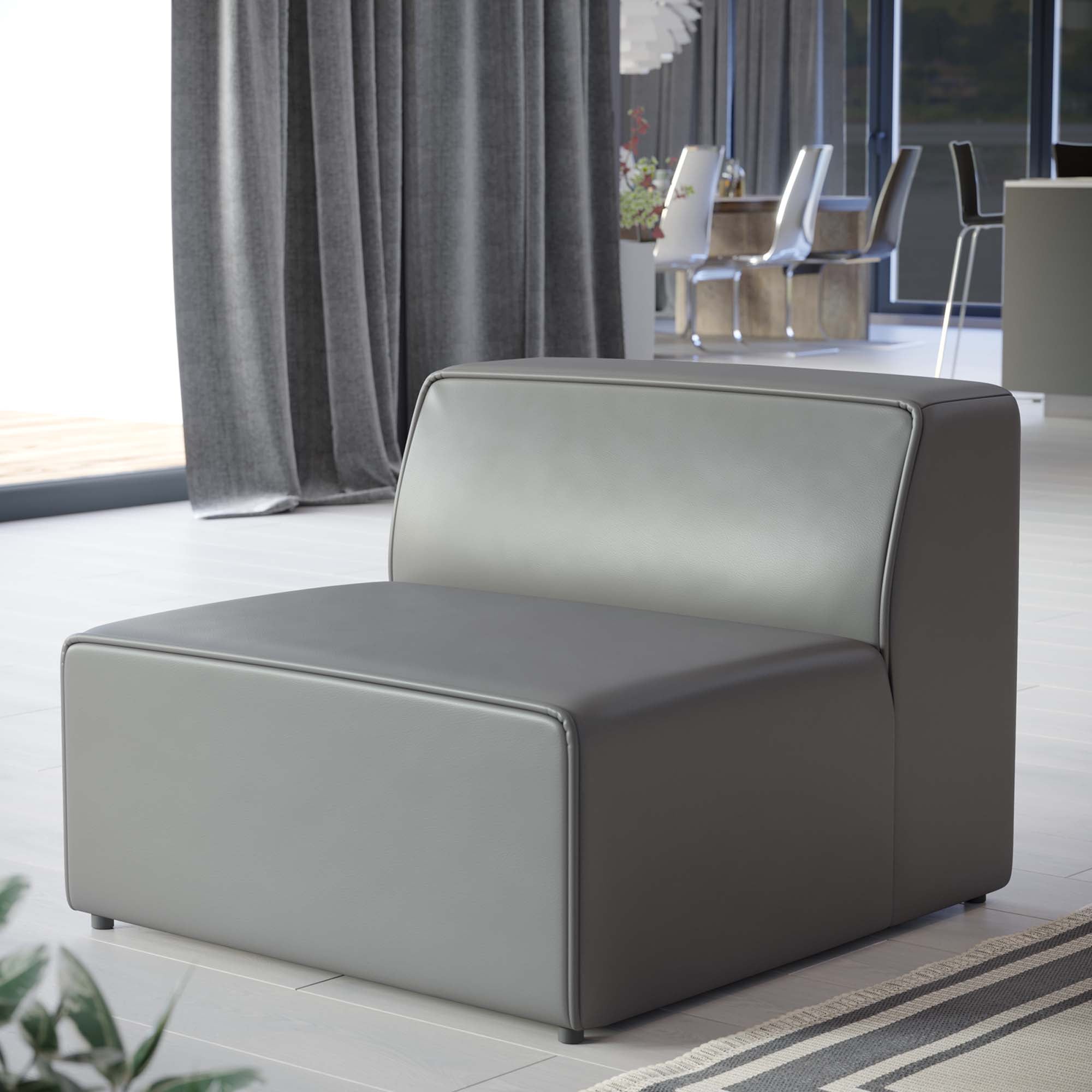 Mingle Vegan Leather Armless Chair, Gray