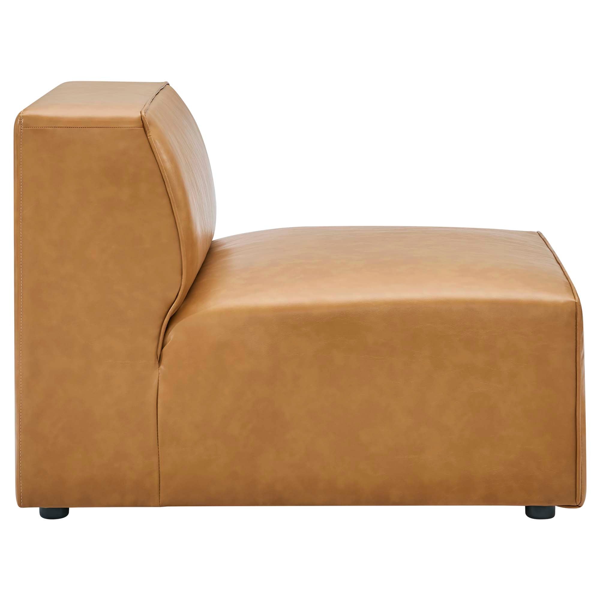 Mingle Vegan Leather Armless Chair, Tan