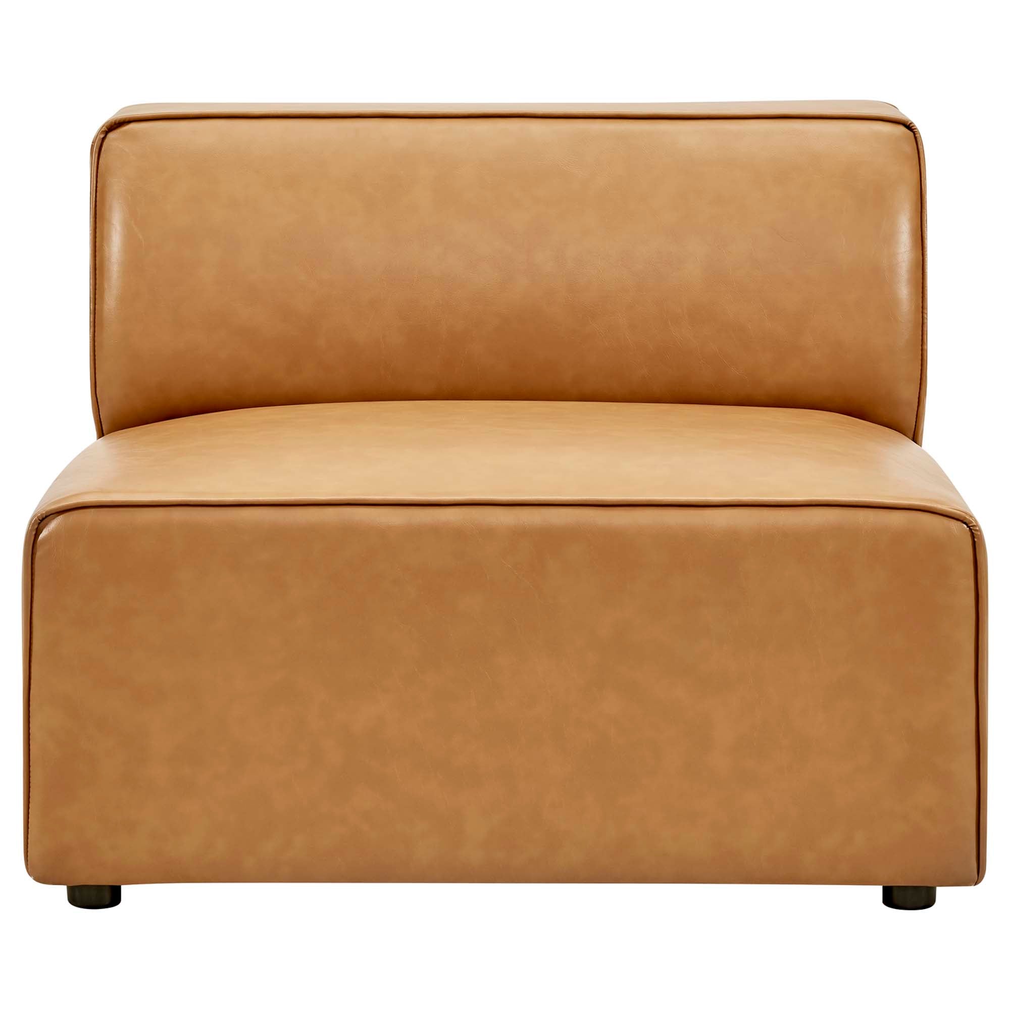 Mingle Vegan Leather Armless Chair, Tan