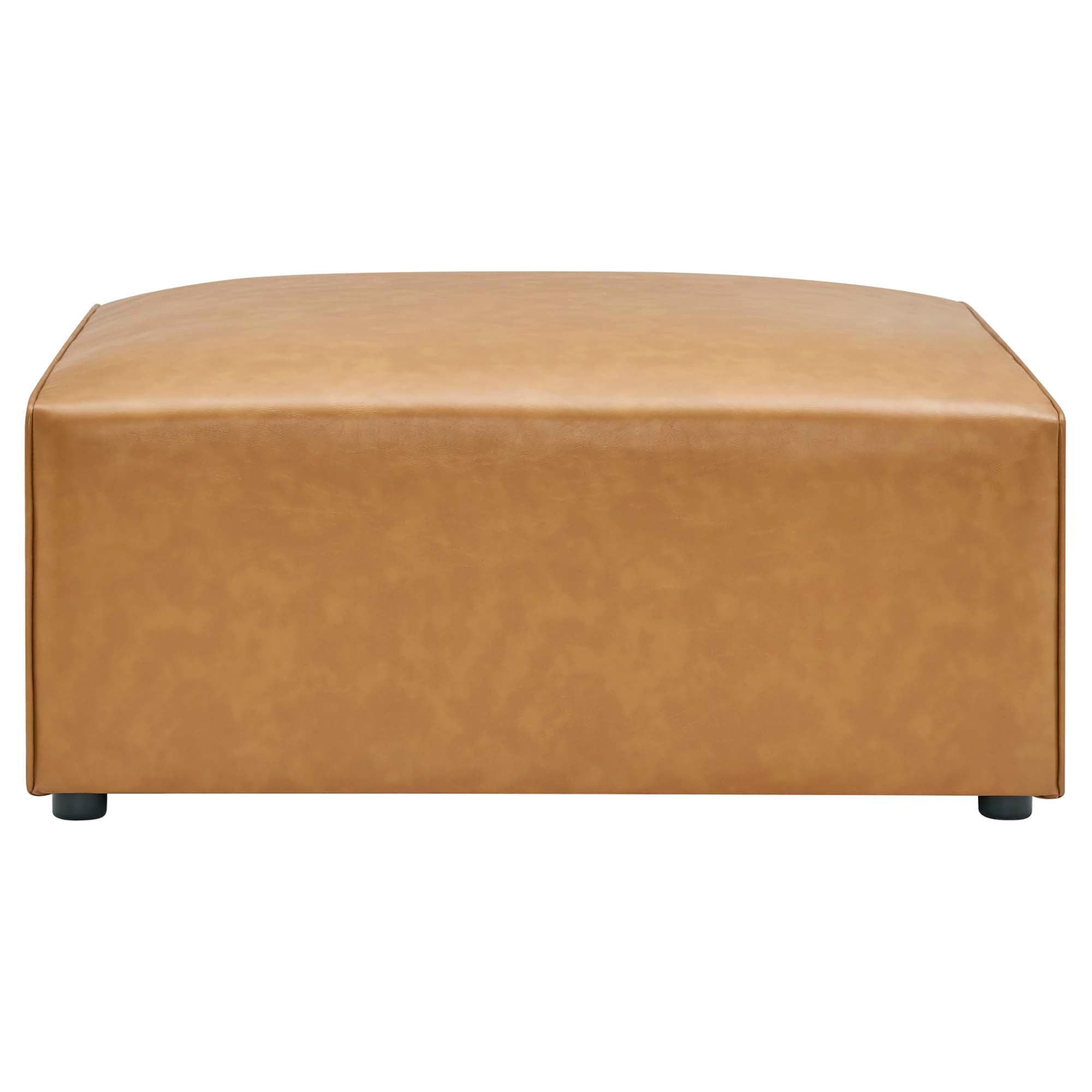 Mingle Vegan Leather Ottoman, Tan