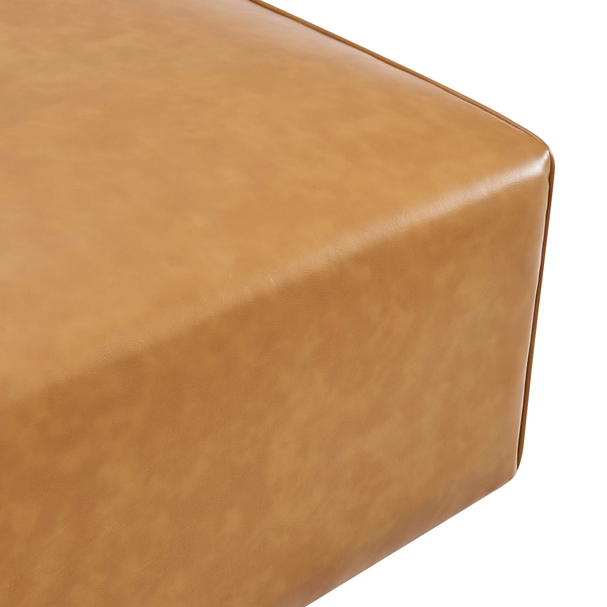 Mingle Vegan Leather Ottoman, Tan