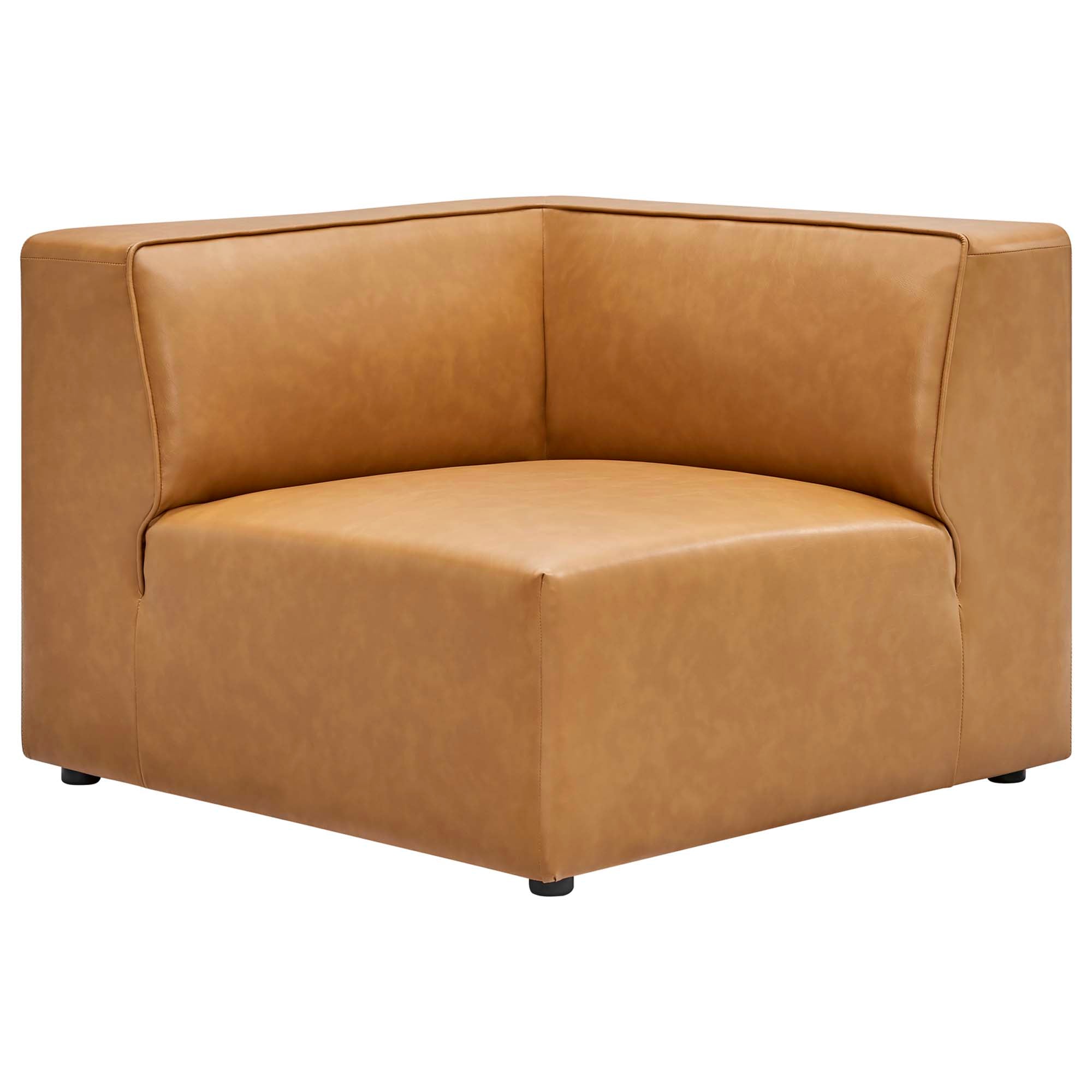Mingle Vegan Leather Corner Chair, Tan