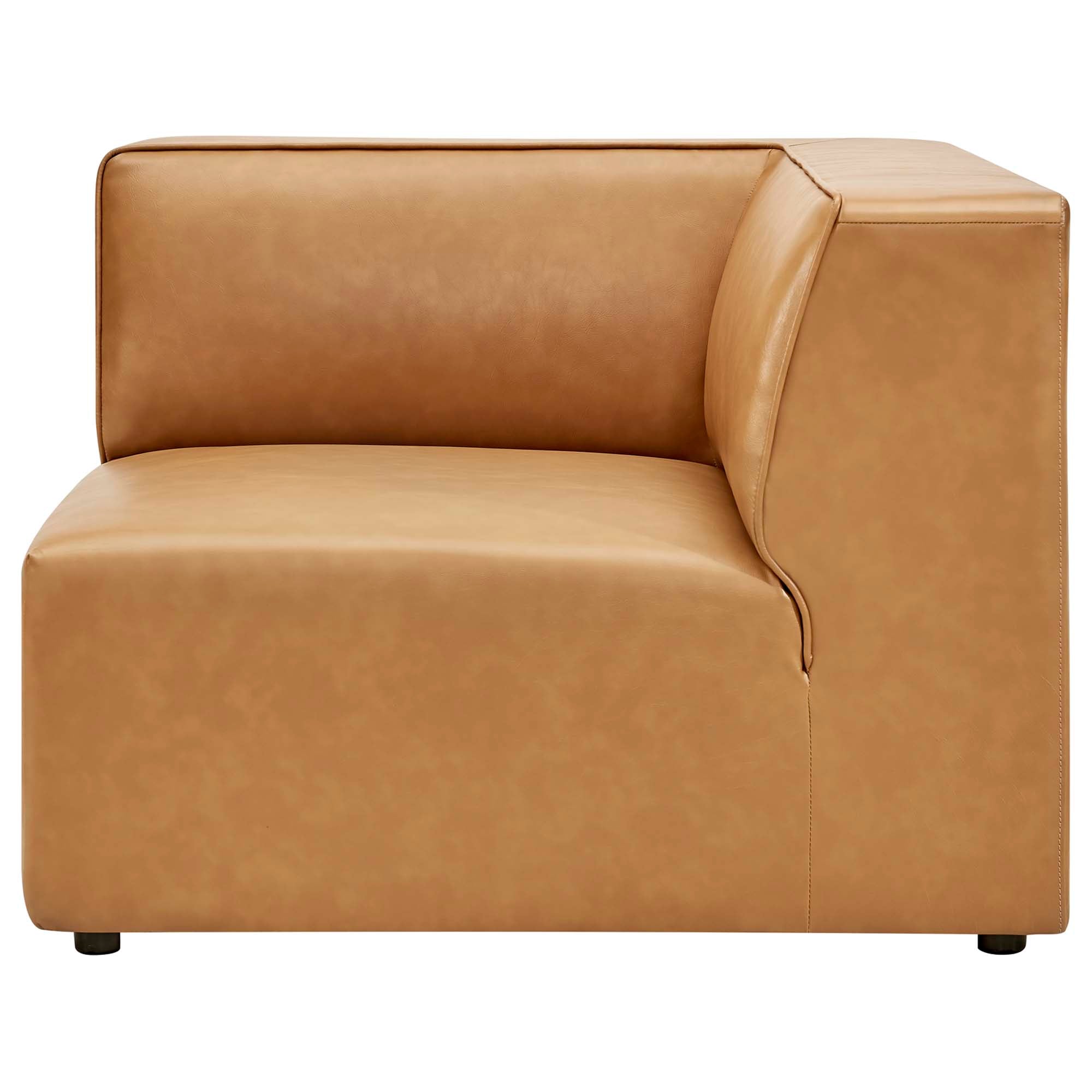 Mingle Vegan Leather Corner Chair, Tan