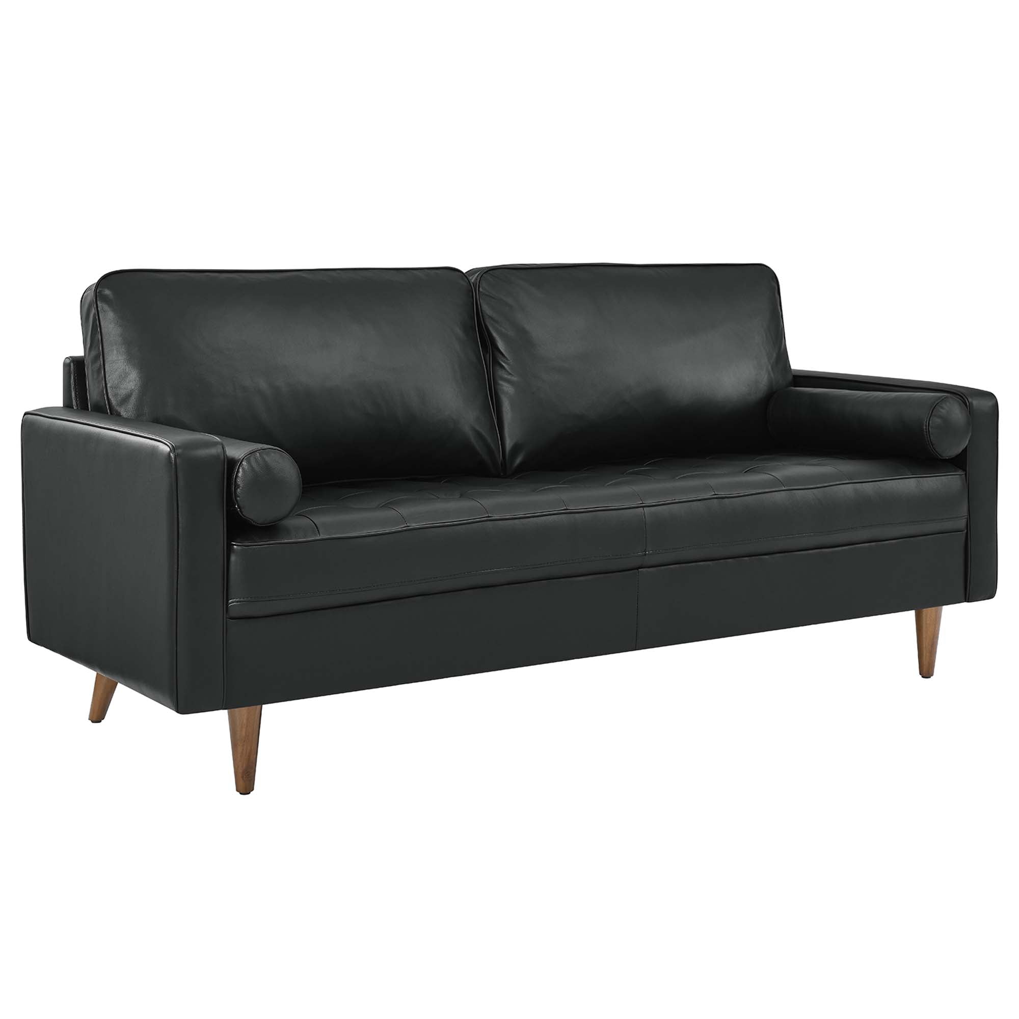 Valour Leather Sofa, Black