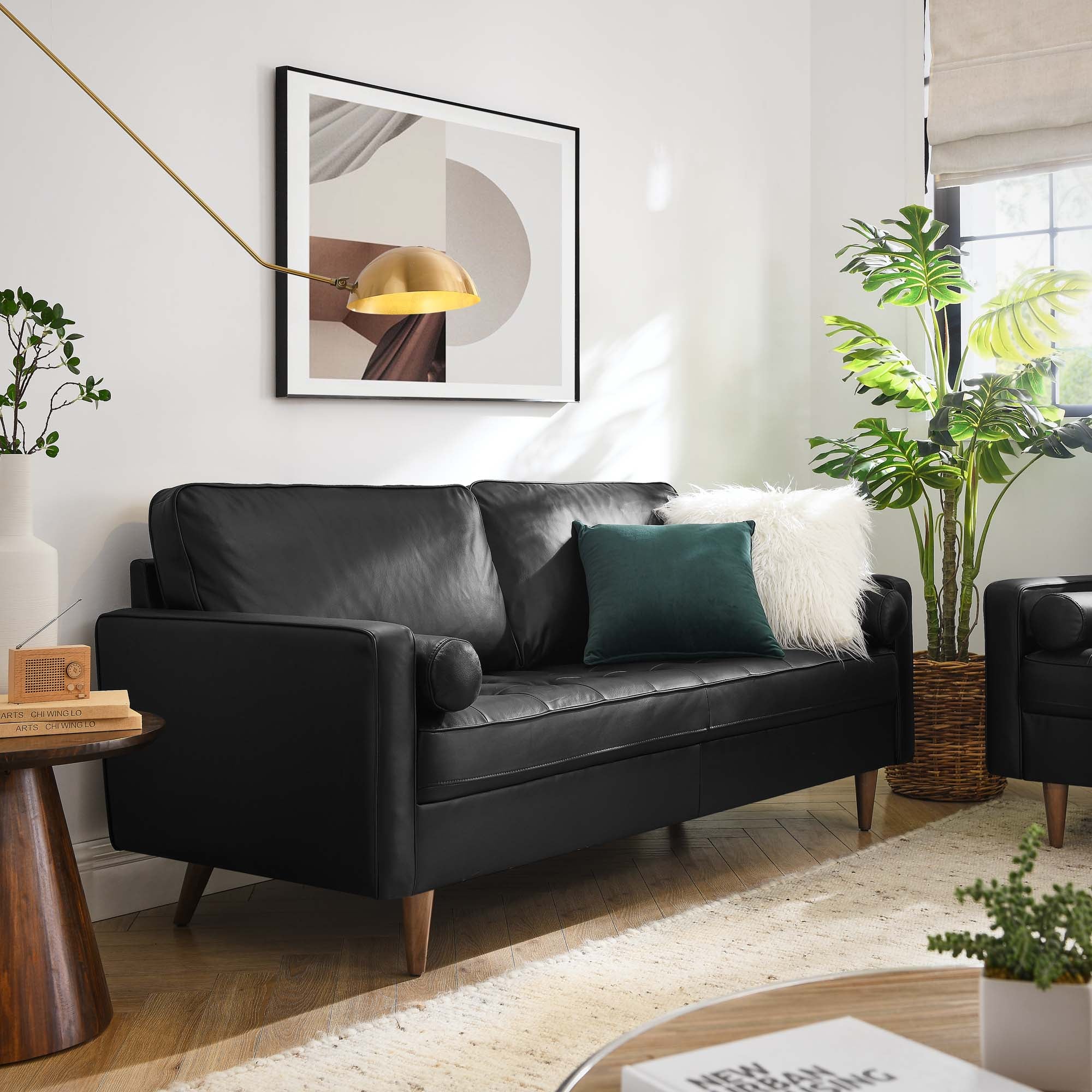 Valour Leather Sofa, Black