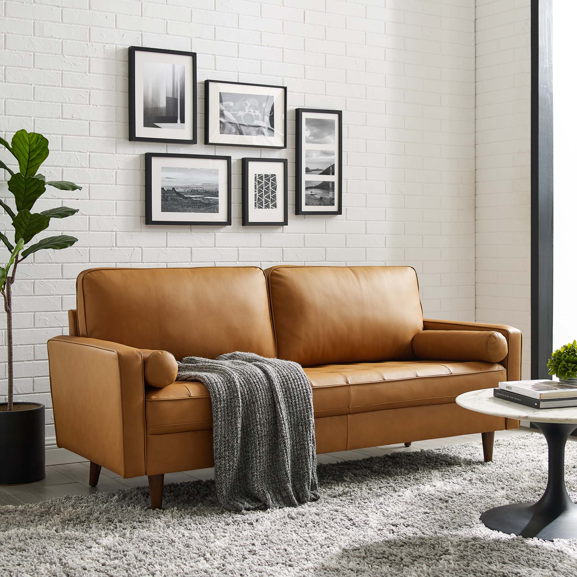 Valour Leather Sofa, Tan