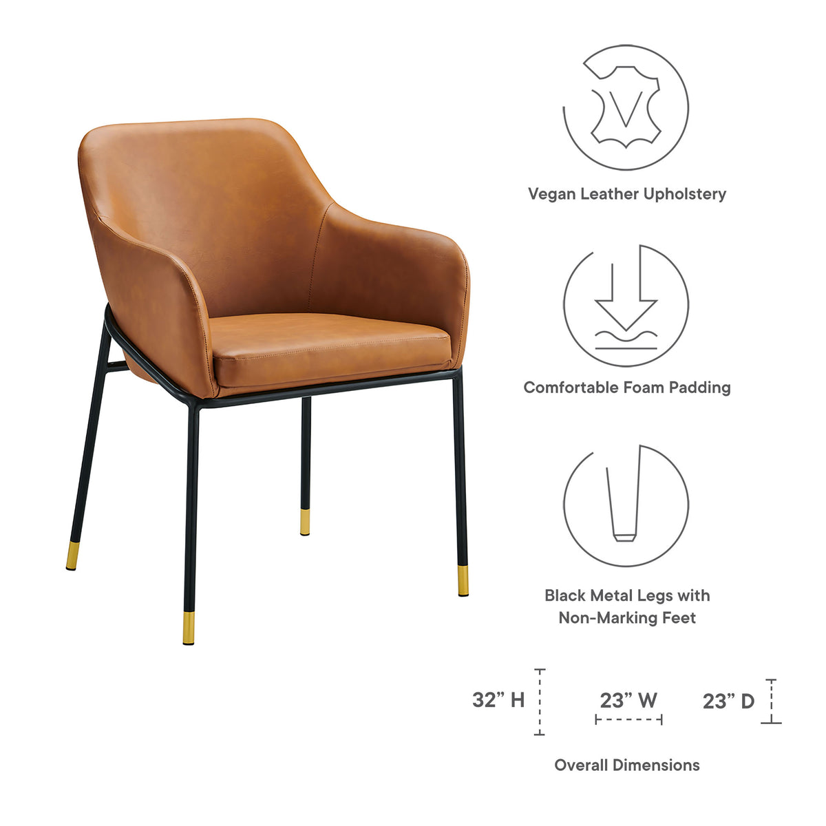 Jovi Vegan Leather Dining Chair, Black Tan