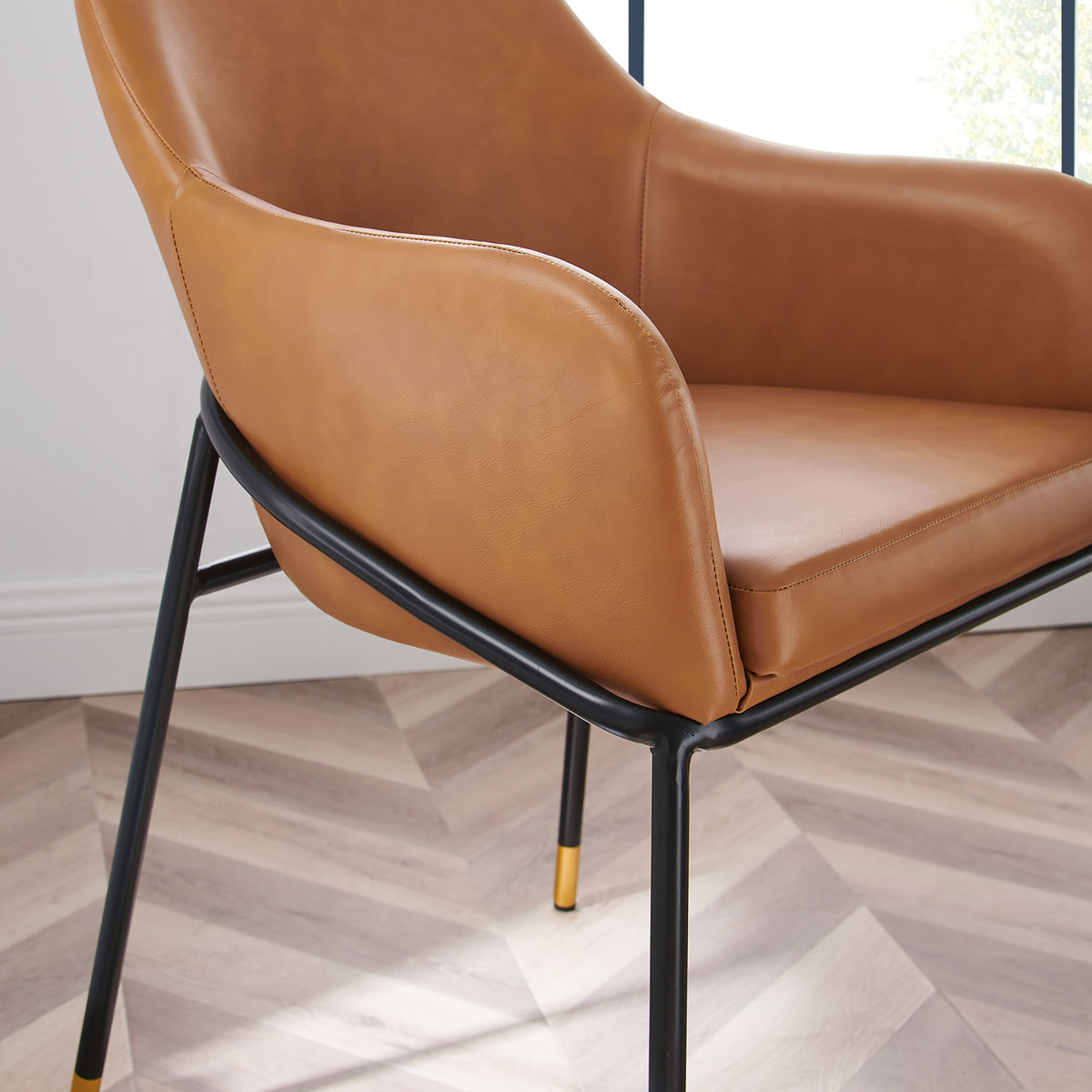 Jovi Vegan Leather Dining Chair, Black Tan