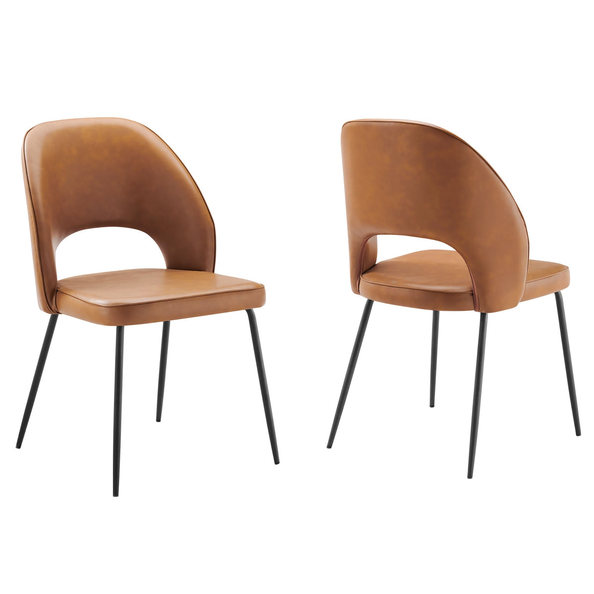 Nico Vegan Leather Dining Chair Set of 2, Black Tan