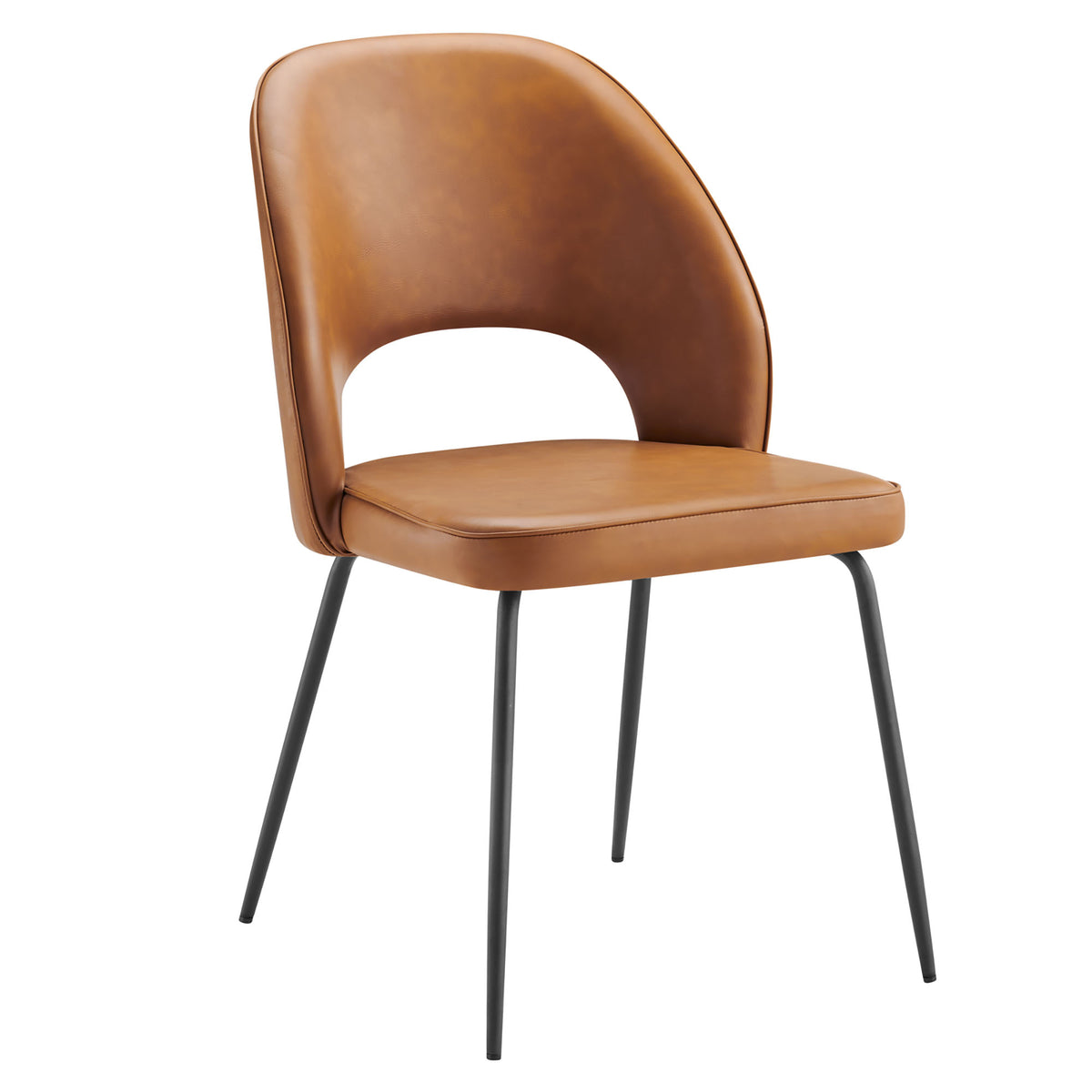 Nico Vegan Leather Dining Chair Set of 2, Black Tan