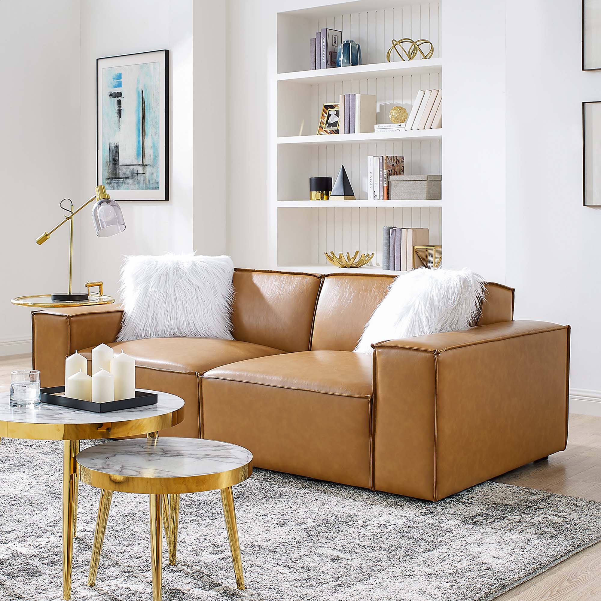 Restore Vegan Leather Loveseat, Tan