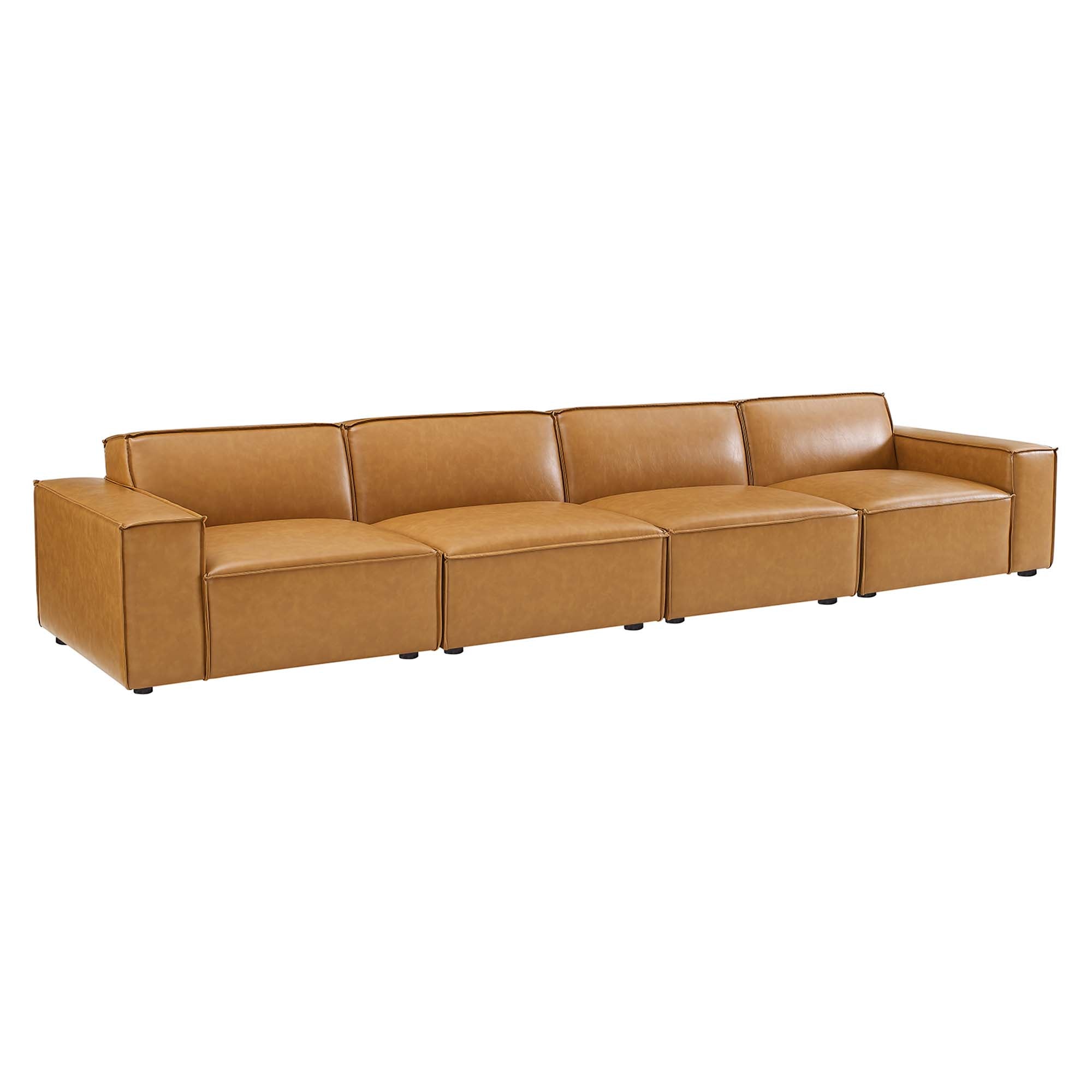 Restore 4-Piece Vegan Leather Sofa, Tan